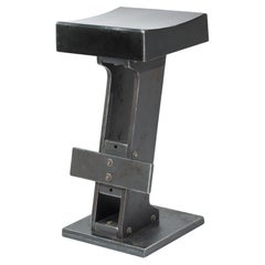 1960s Industrial Italian Wood and Plastic stool in Grey and Black  Mid Century