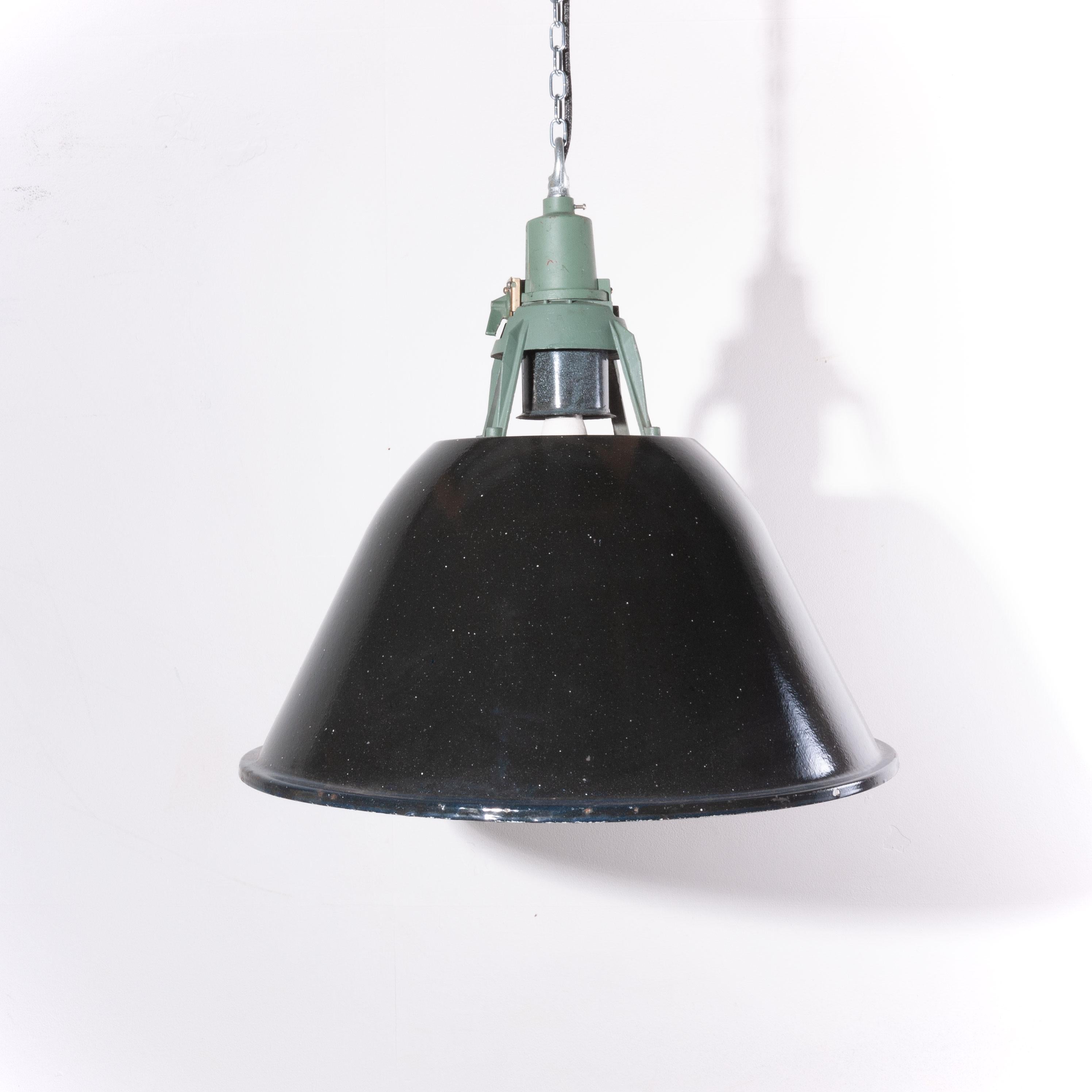 Russian 1960s Industrial Large Enamel Ceiling Pendant Lamps