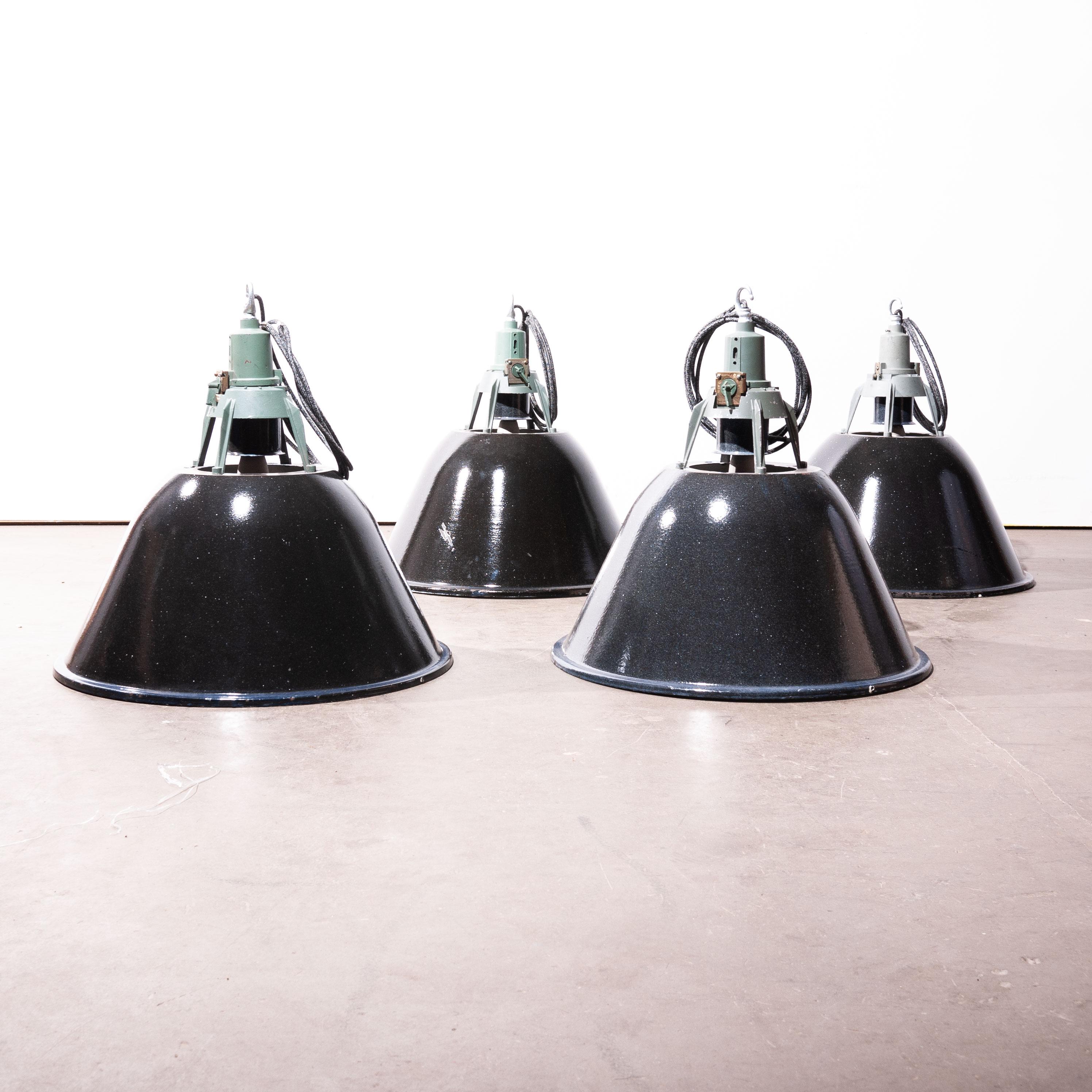 1960s Industrial Large Enamel Ceiling Pendant Lamps-Various Quantities Available For Sale 2