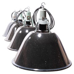 1960s Industrial Large Enamel Ceiling Pendant Lamps/Light, New Old Stock