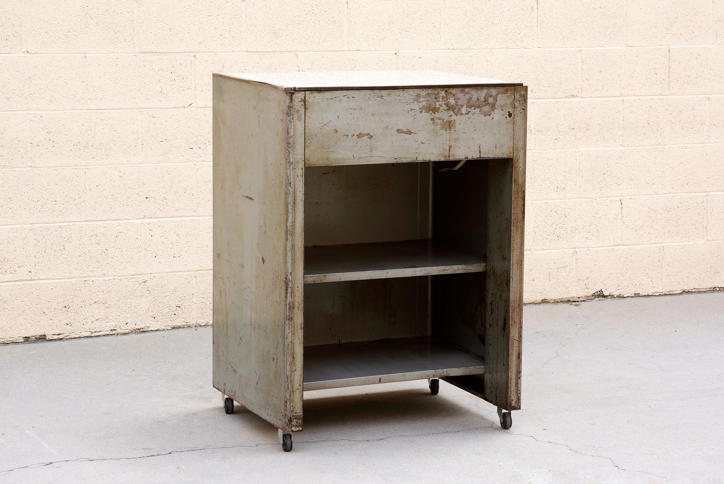 1960s Industrial light box table by Nuarc Graphic Arts Equipment. It works! Put it to use to view negatives or transparencies. Makes for a neat retail display. We are selling this piece 