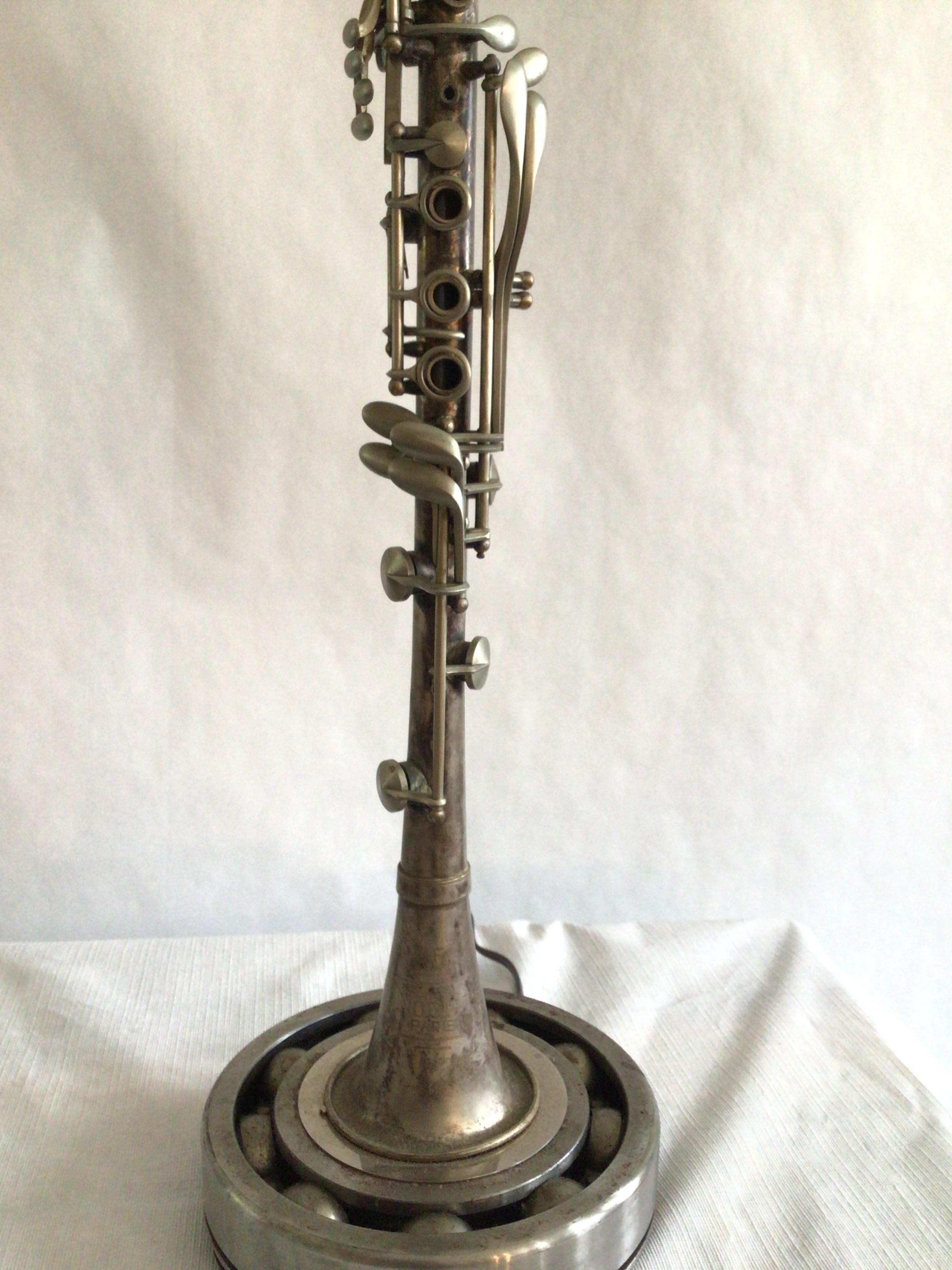 Mid-20th Century 1960s Industrial Metal Clarinet Table Lamp For Sale