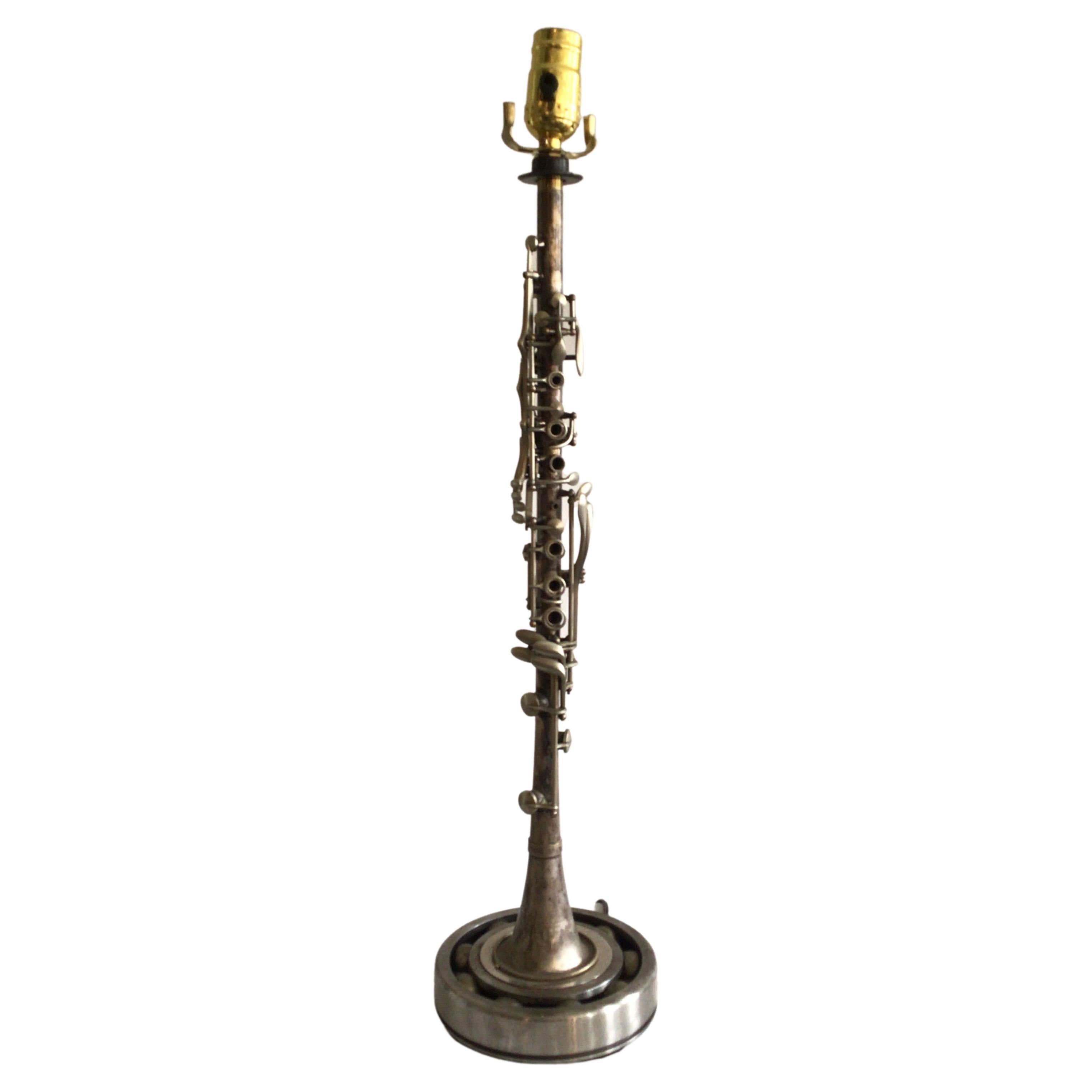1960s Industrial Metal Clarinet Table Lamp For Sale