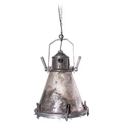 1960s Industrial Ships Hanging Ceiling Pendant Lamps-Lights, with Mesh Covers