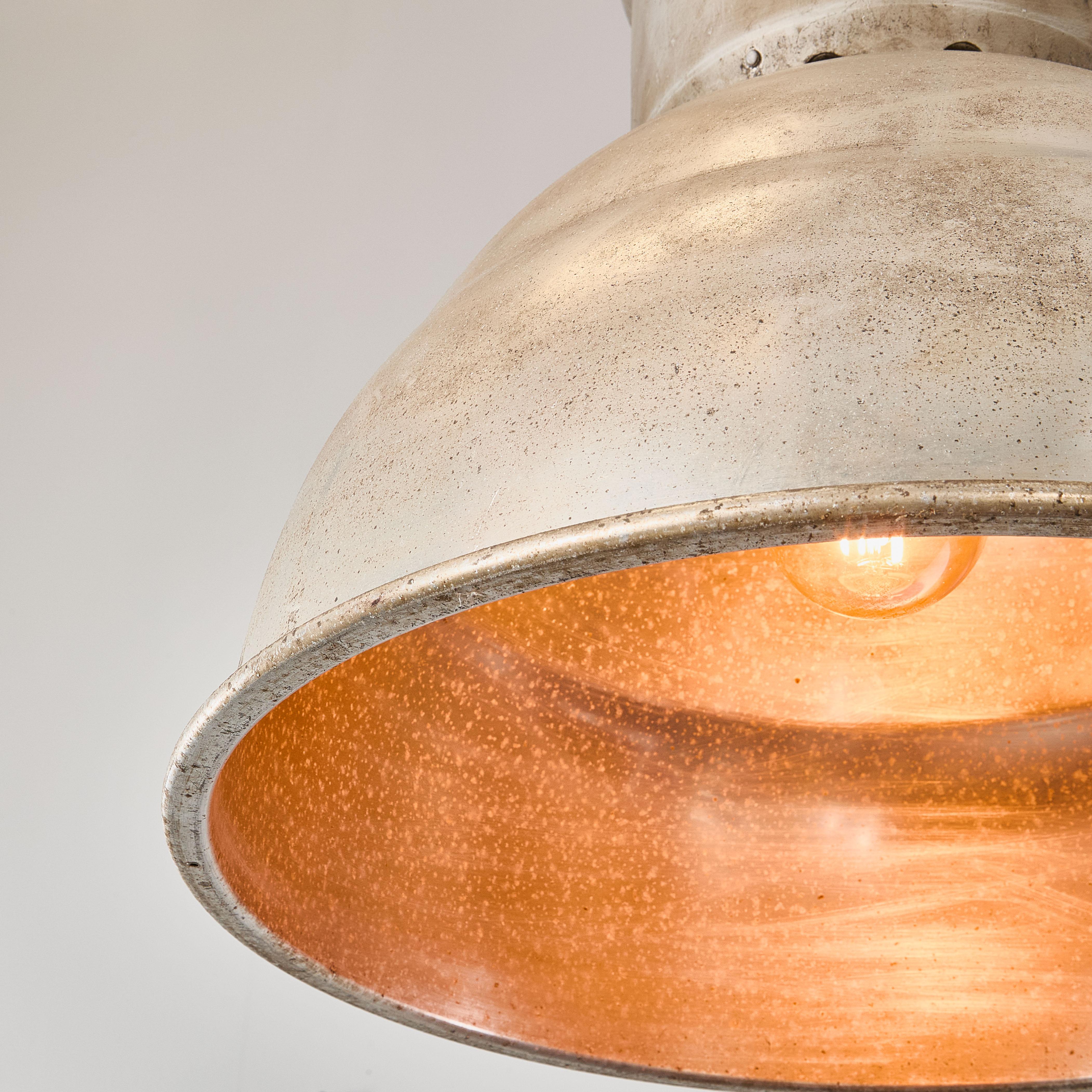 1960s Industrial Spun Aluminium Ceiling Pendant Lamps/Light Shades - Various Qty For Sale 1