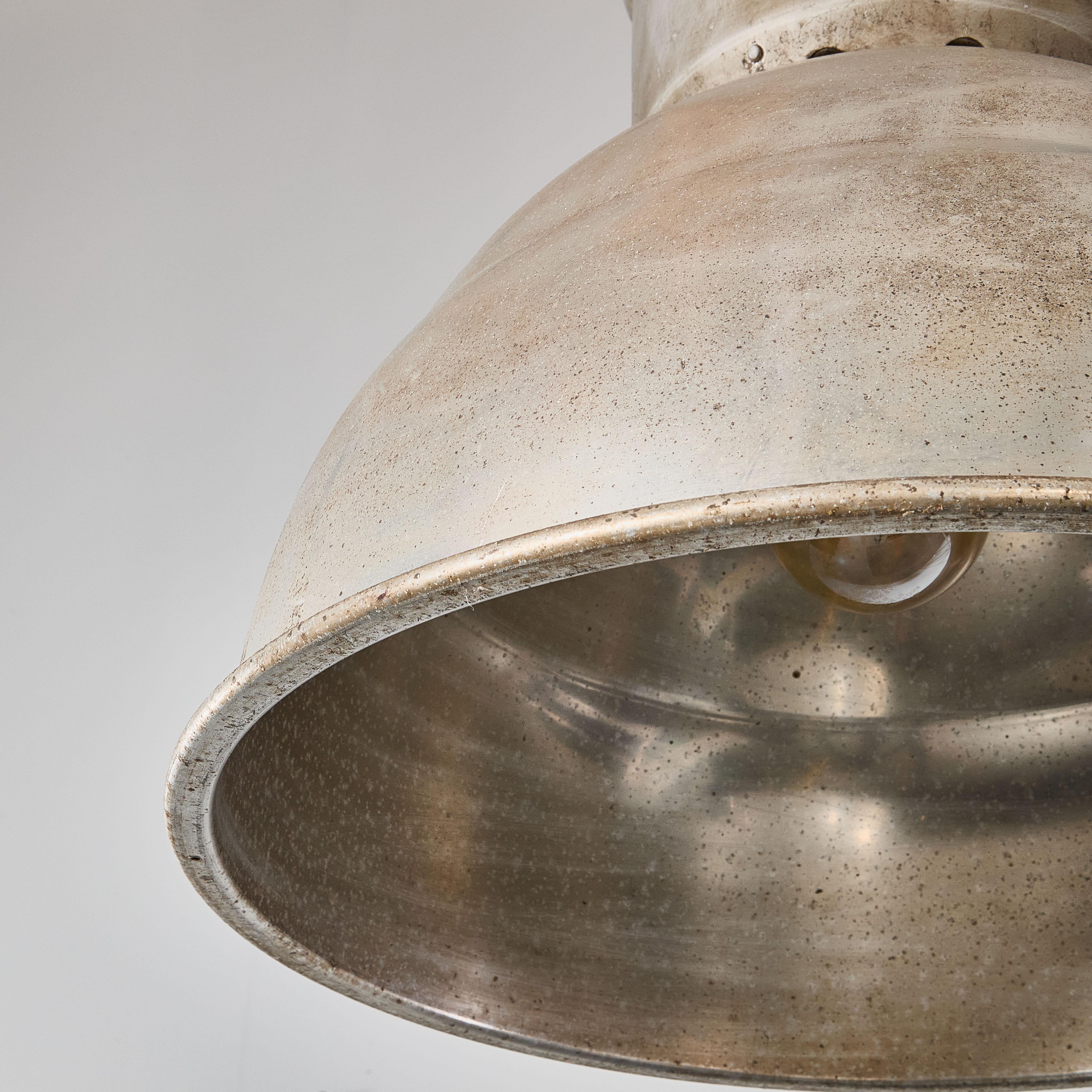 1960s Industrial Spun Aluminium Ceiling Pendant Lamps/Light Shades - Various Qty For Sale 2
