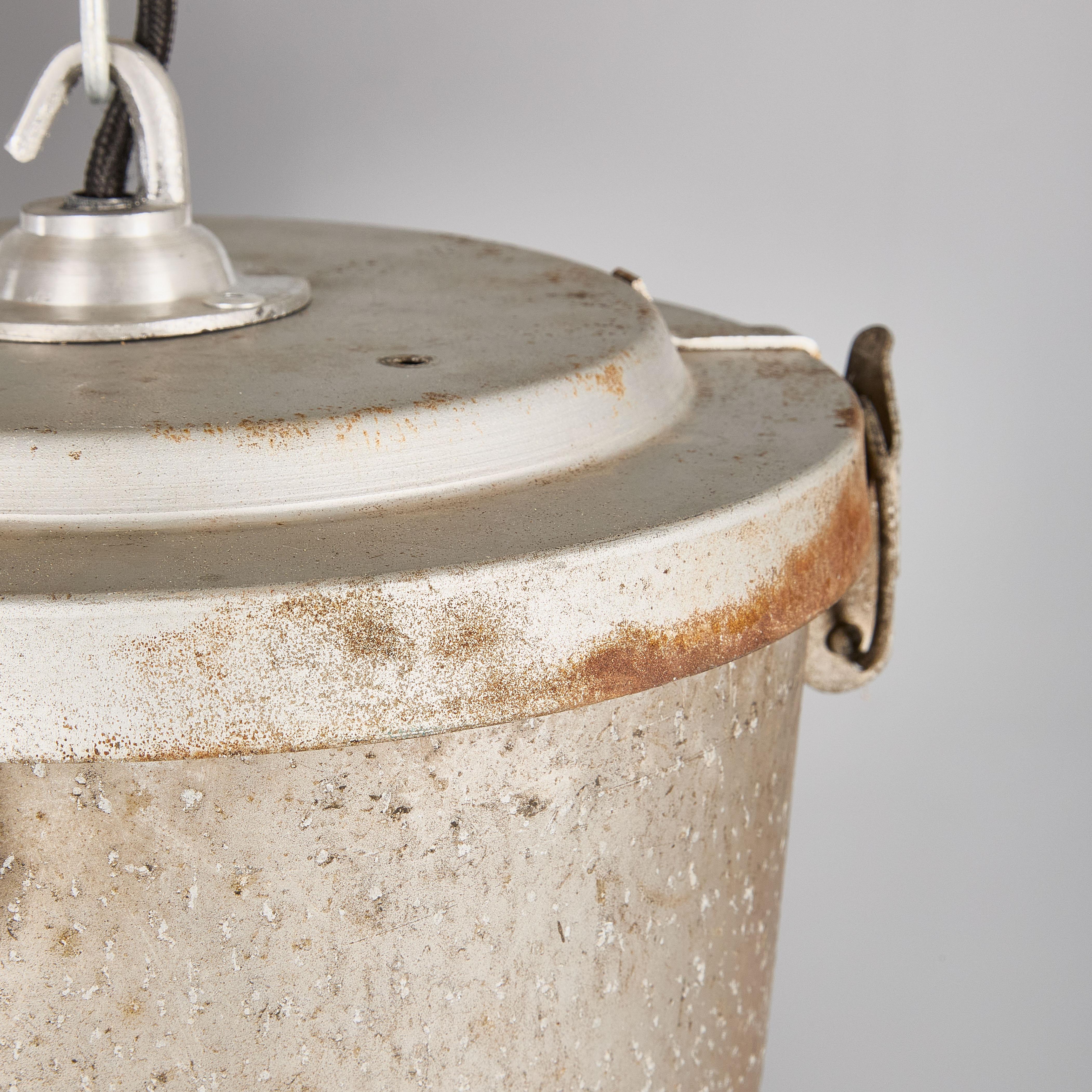 French 1960s Industrial Spun Aluminium Ceiling Pendant Lamps/Light Shades - Various Qty For Sale