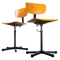 1960's Industrial Swivel Desk Chair With Black Base