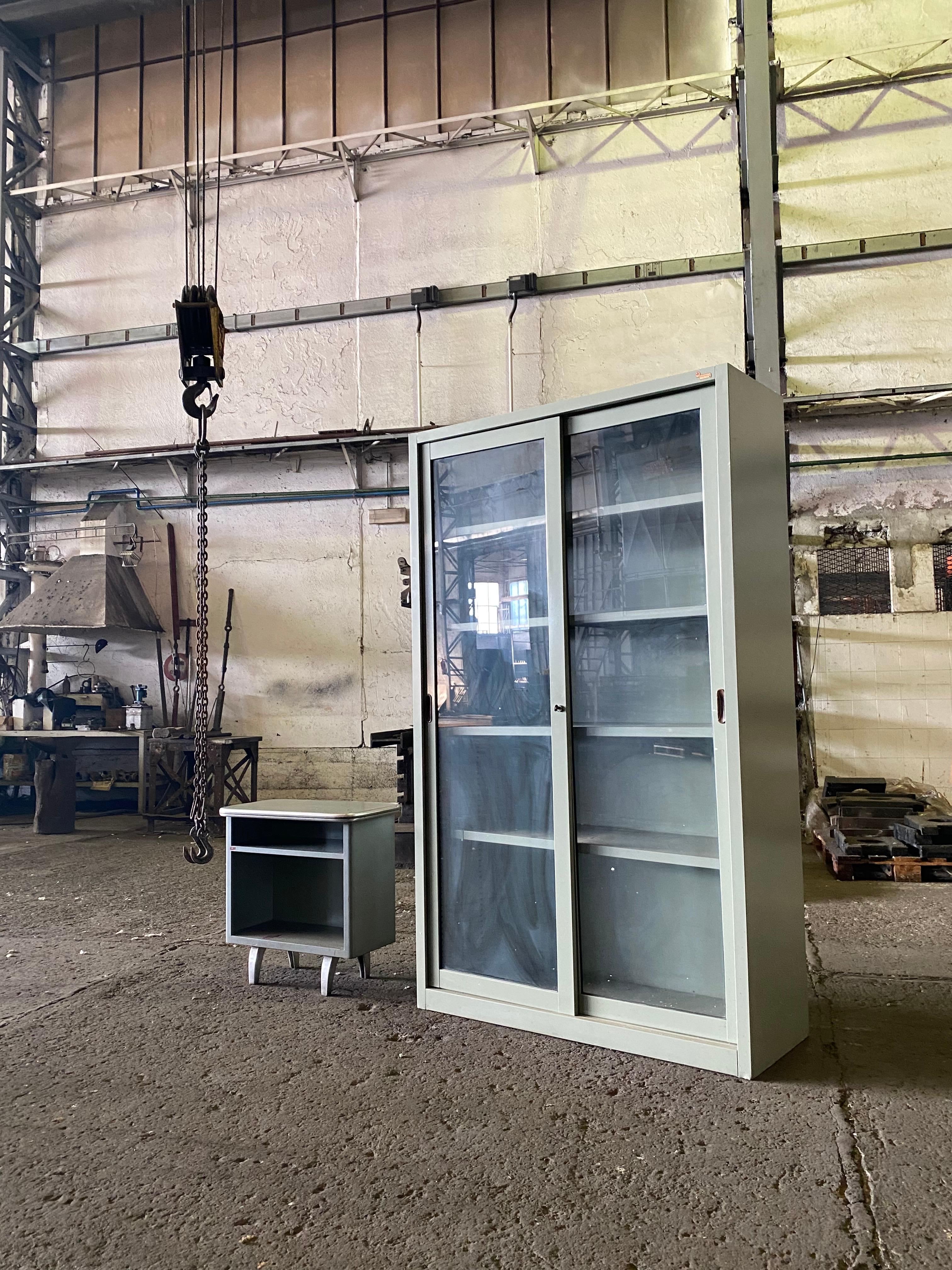 Vitrine industriali in metallo del 1960, mobili italiani del metà secolo in vendita 3
