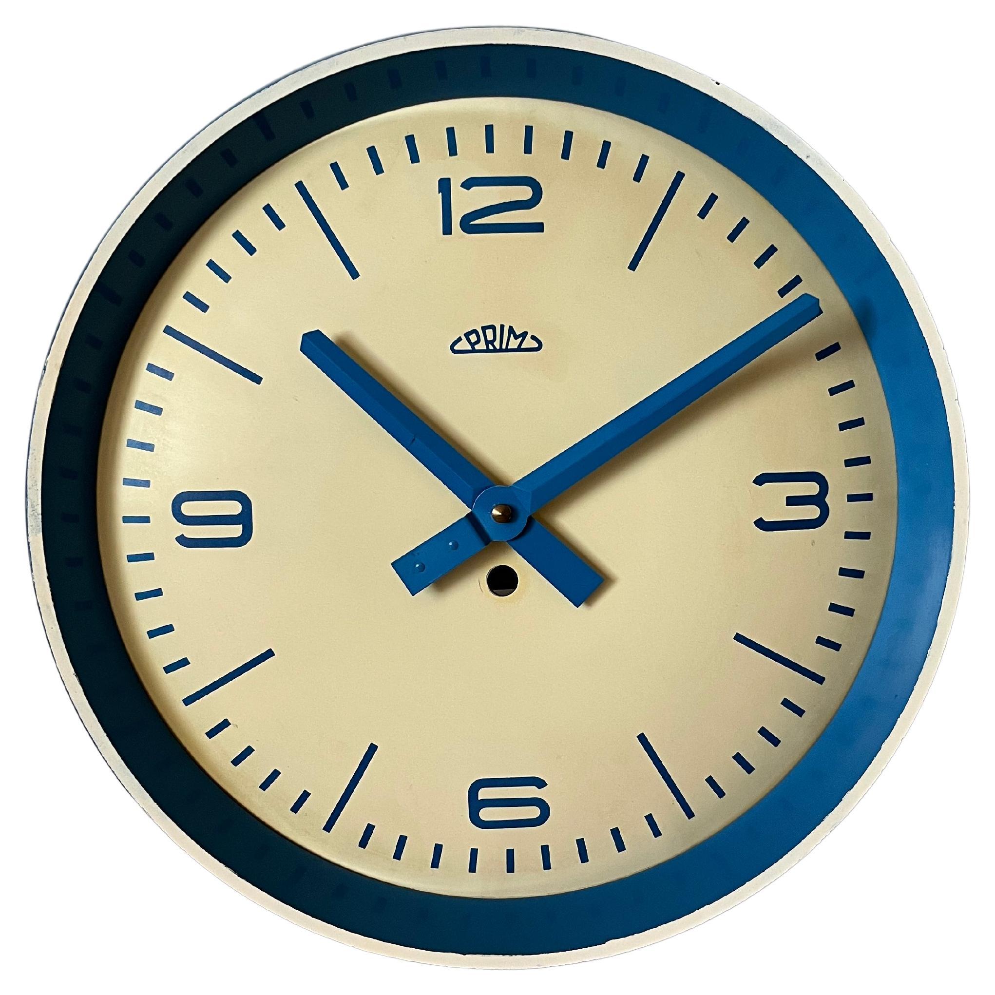1960s Industrial Wall Clock Prim, Czechoslovakia For Sale