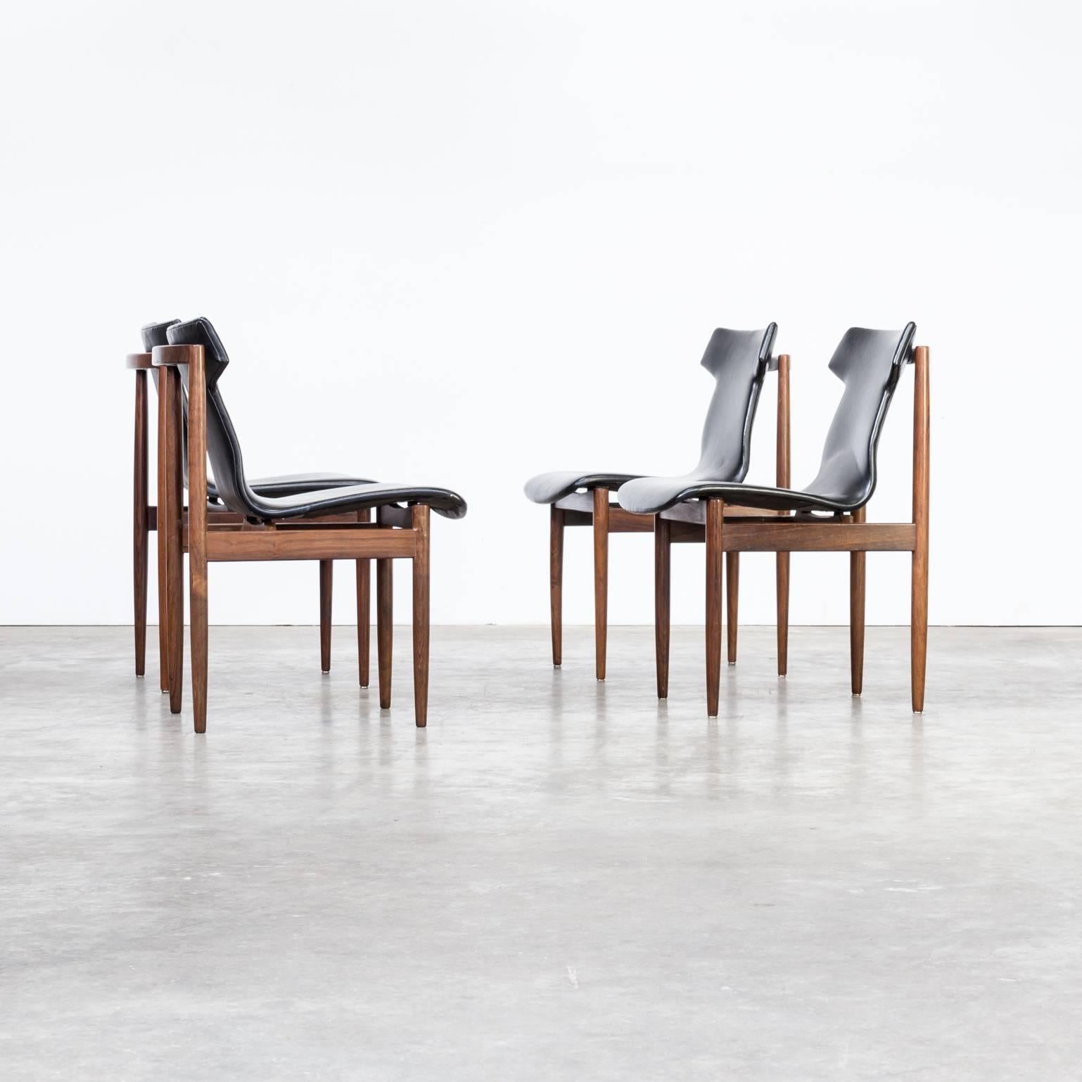 Mid-Century Modern 1960s Inger Klingenberg Dining Chairs for Fristho, Set of Four For Sale