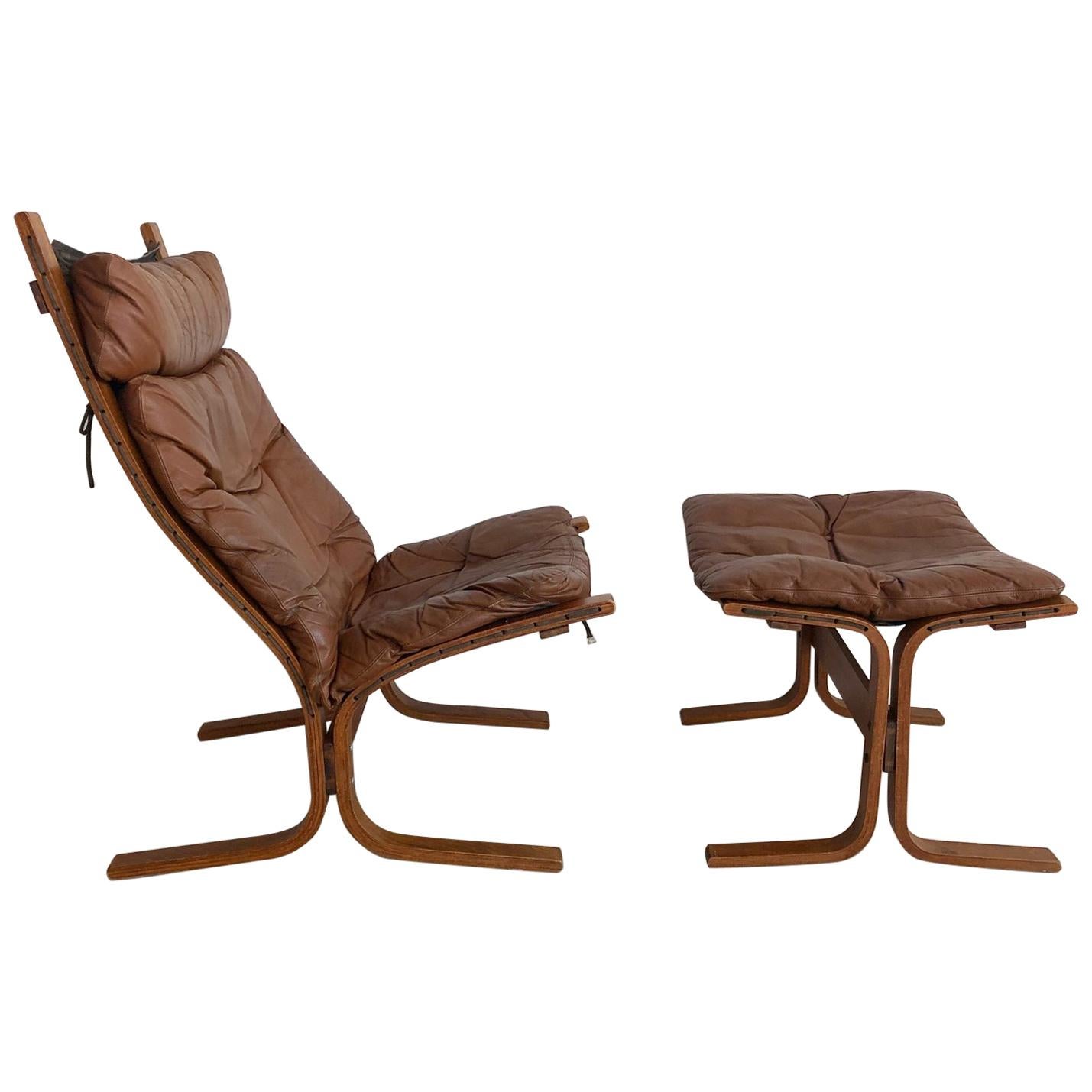 1960s Ingmar Relling for Westnofa "Siesta High" Lounge Chair and Ottoman For Sale