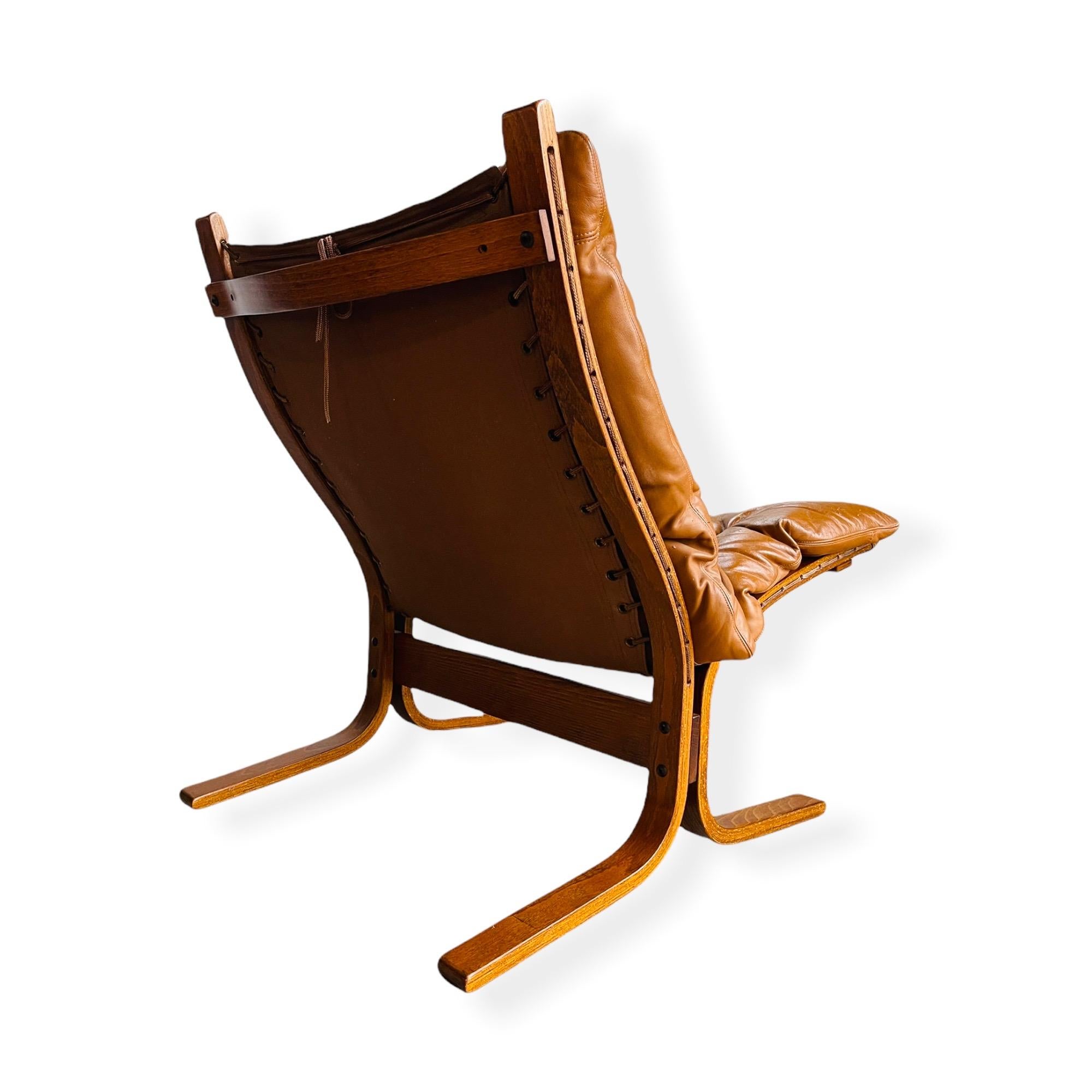 1960s Ingmar Relling Siesta Leather Lounge Chair for Westnofa In Good Condition In Brooklyn, NY