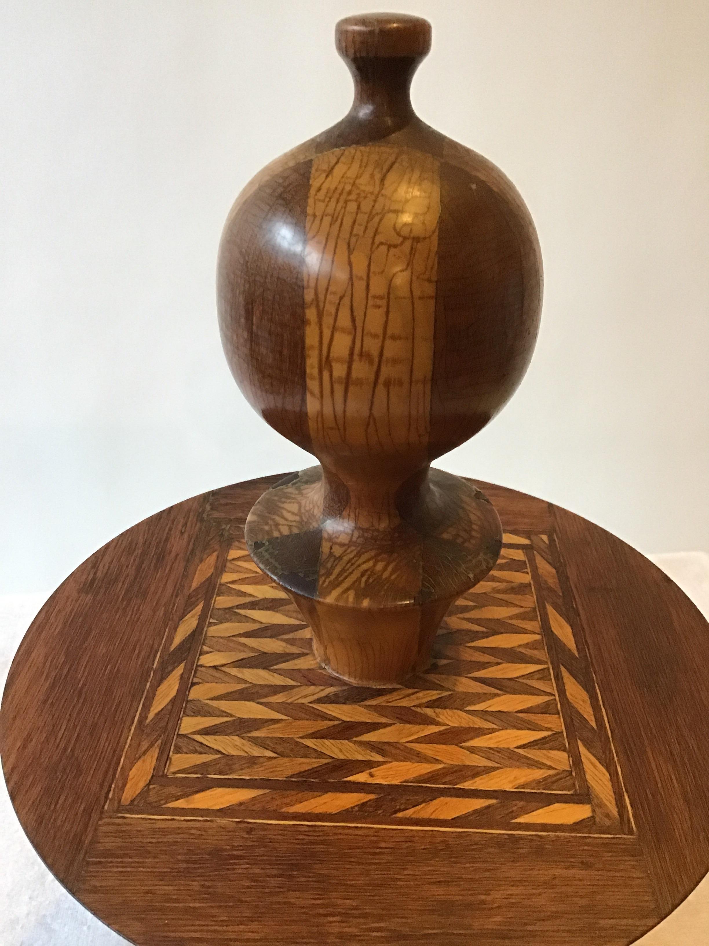 1960s Inlaid Wood Covered Jar 1