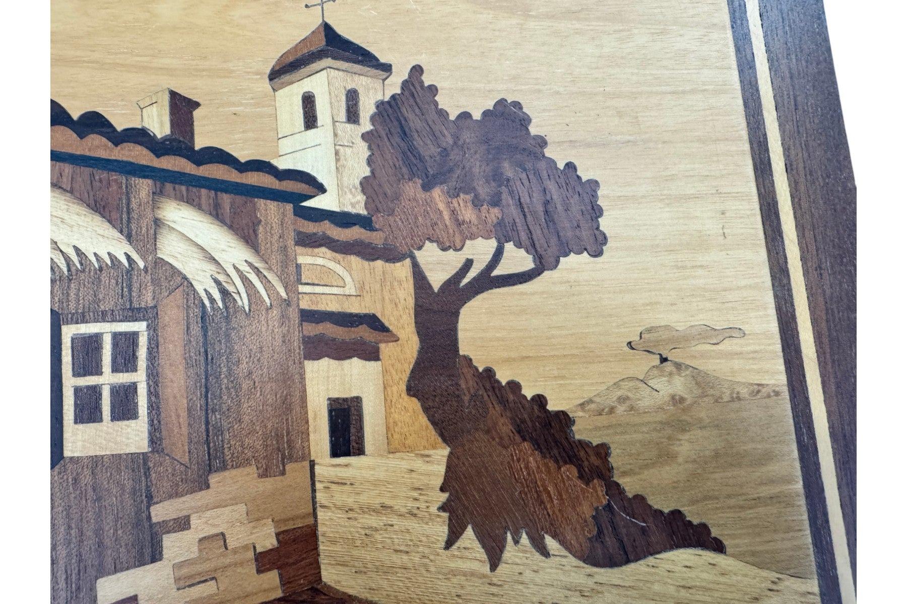 Mid-Century Modern 1960s Intarsa Italian Vinyard Wall Art For Sale