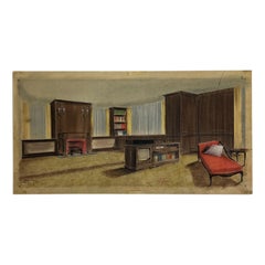 1960s Interior Decor Design Sketch Paseo De La Reforma Mario Pani Mexico City