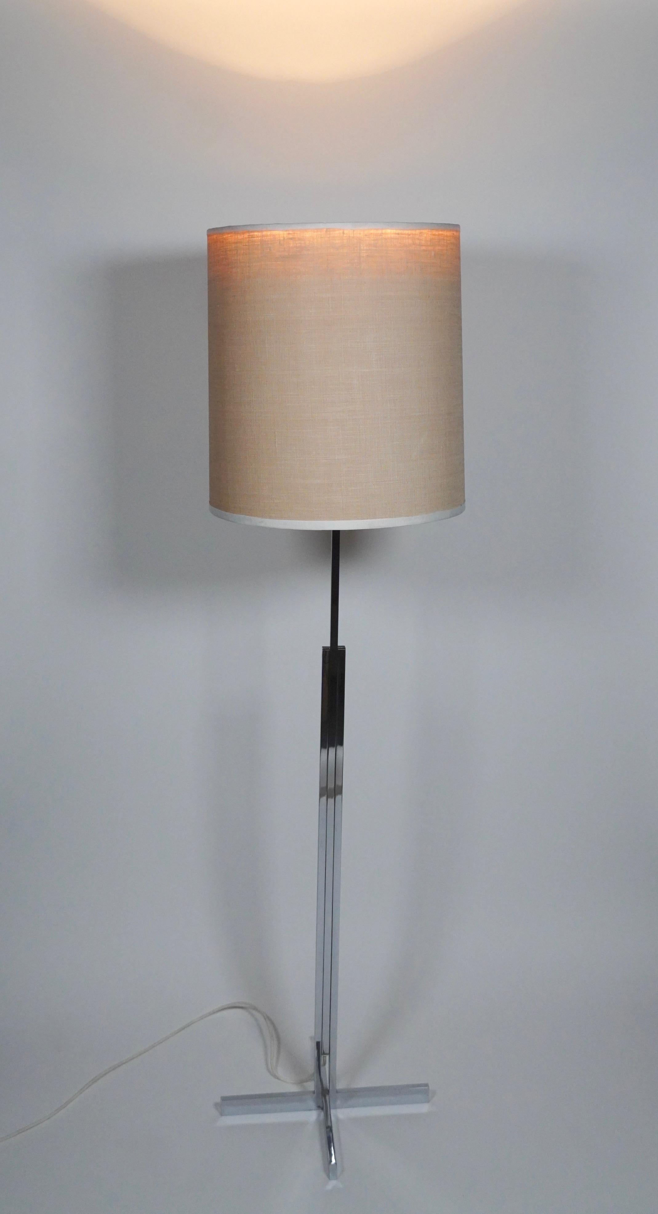 1960s International Style Swiss Chrome and Linen Floor Lamp For Sale 2