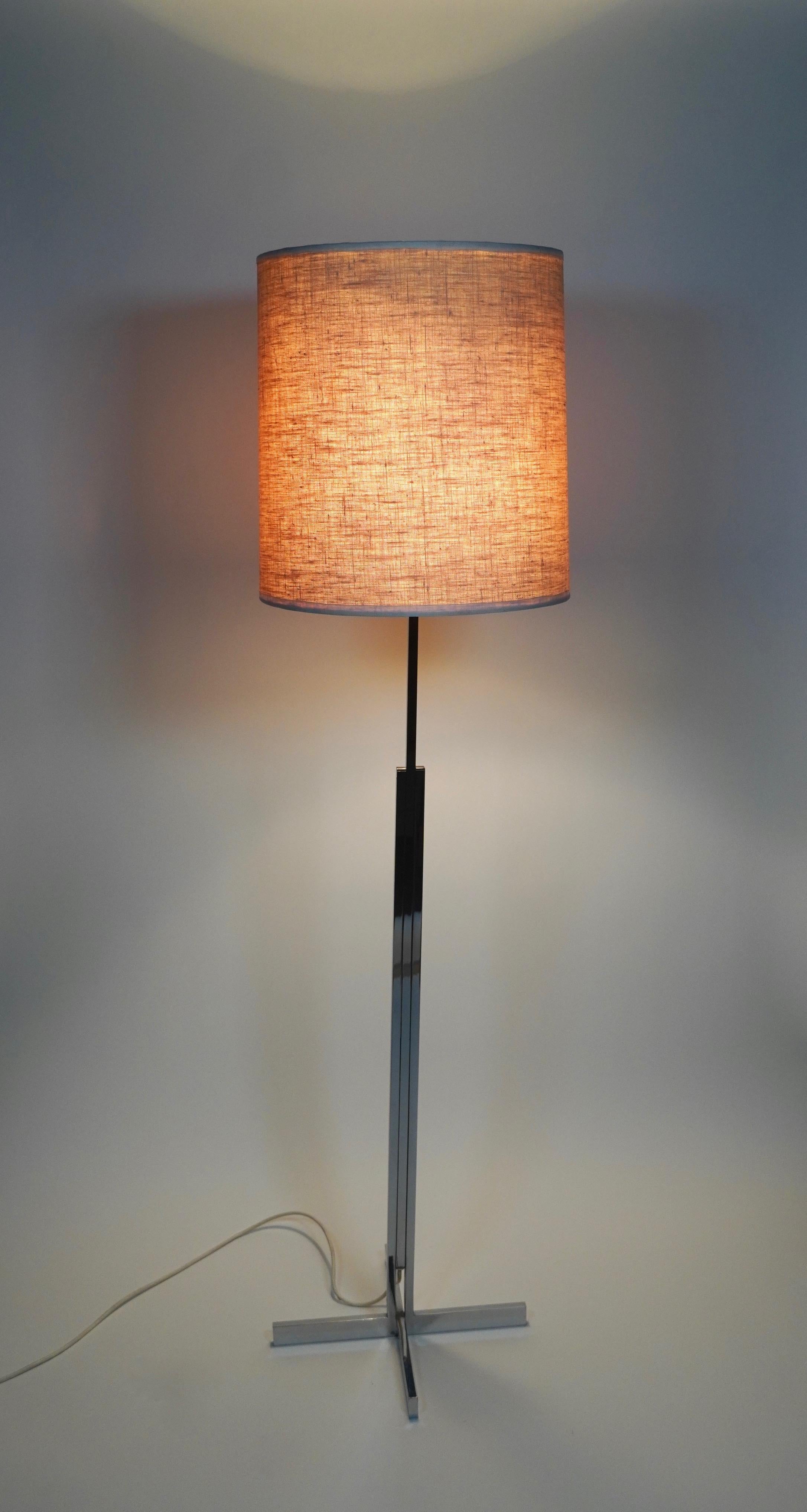 1960s International Style Swiss Chrome and Linen Floor Lamp For Sale 4
