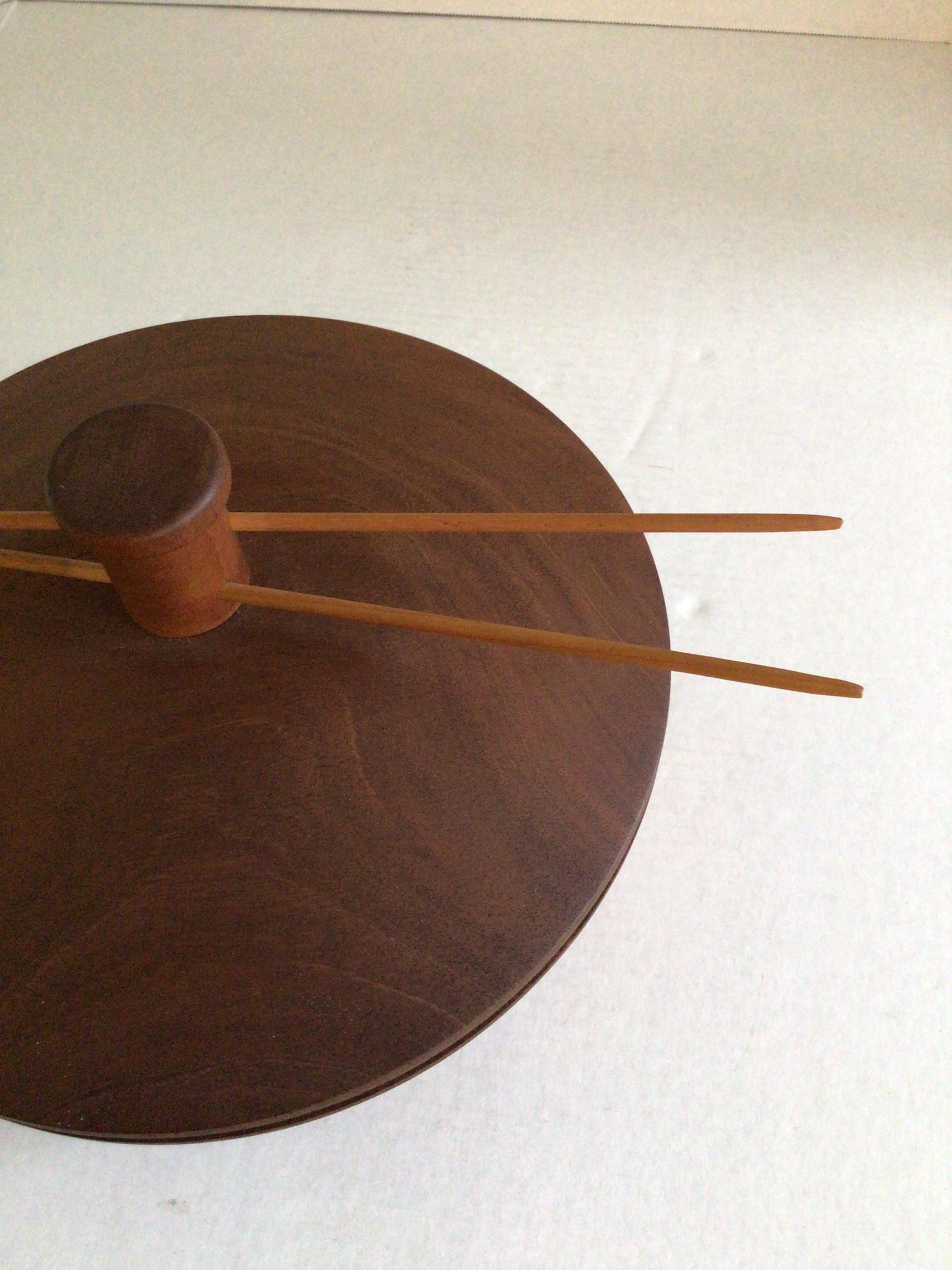 1960s Intricately Pattern Turned Laminated Wood Bowl with Lid For Sale 2