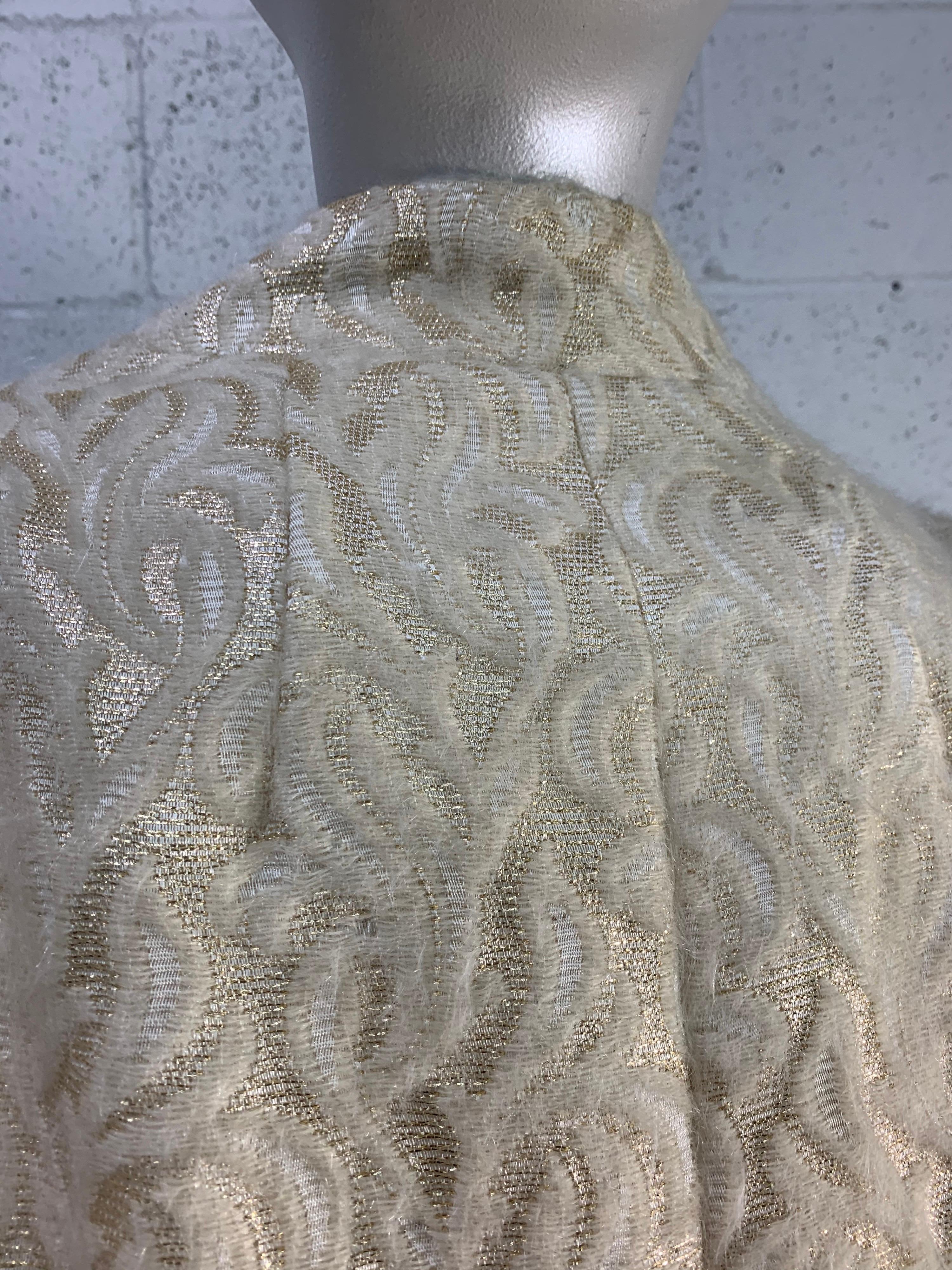 1960s Ira Rentner Gold Lame & Mohair Brocade Spring Coat w/ Filigree Buttons For Sale 5