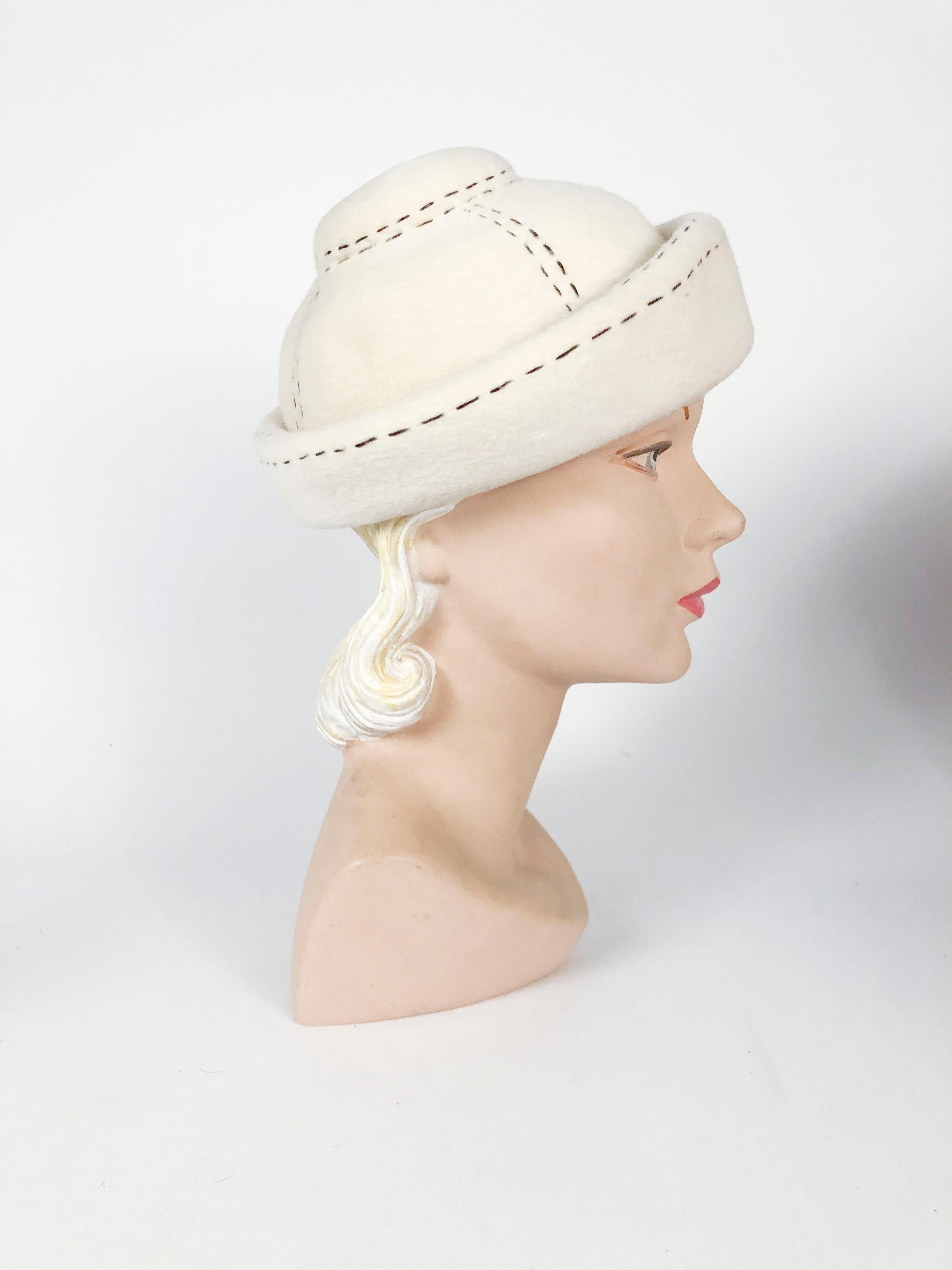 Gray 1960s Irene of New York Cream Hat