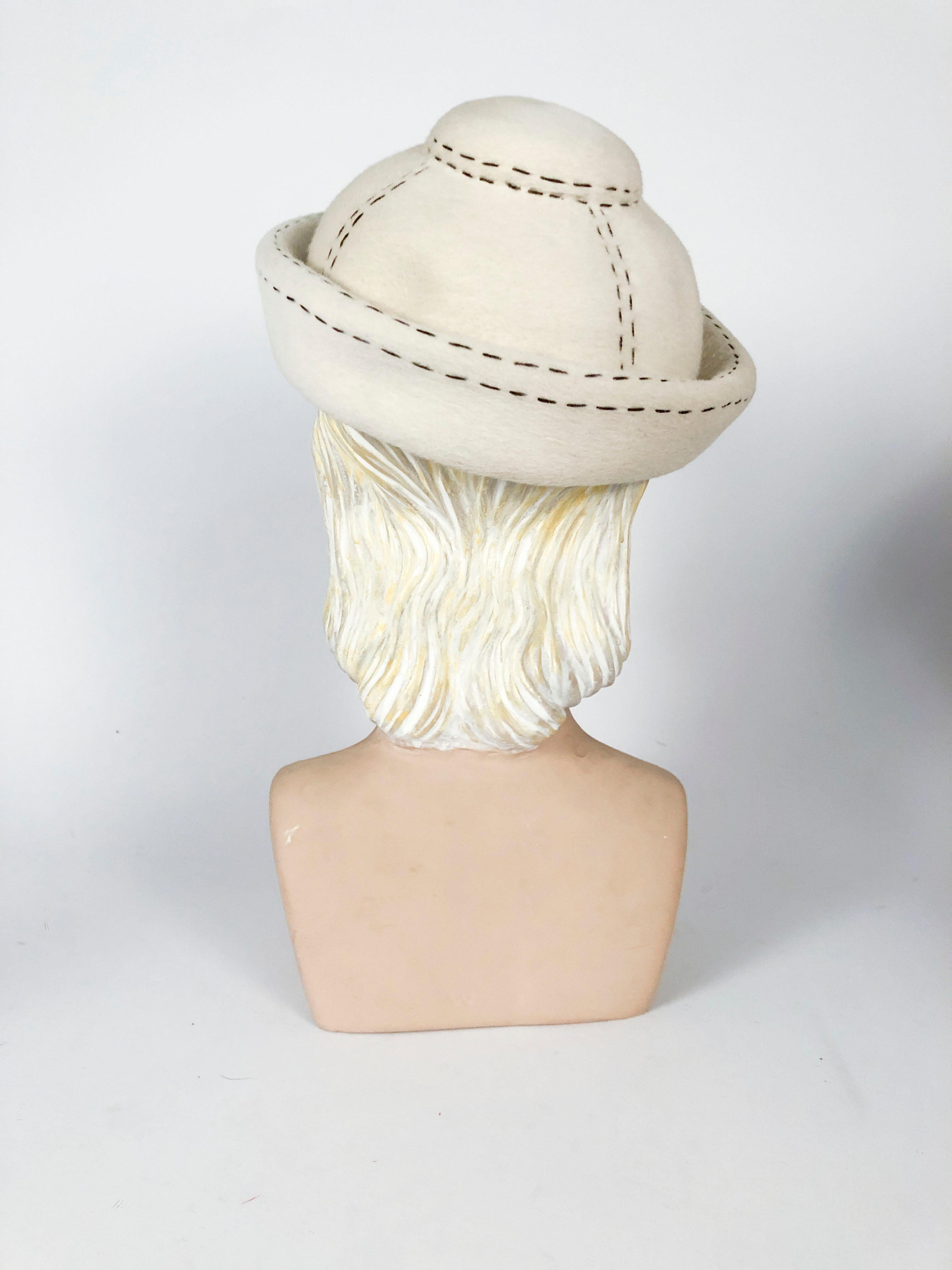 1960s Irene of New York Cream Hat In Good Condition In San Francisco, CA