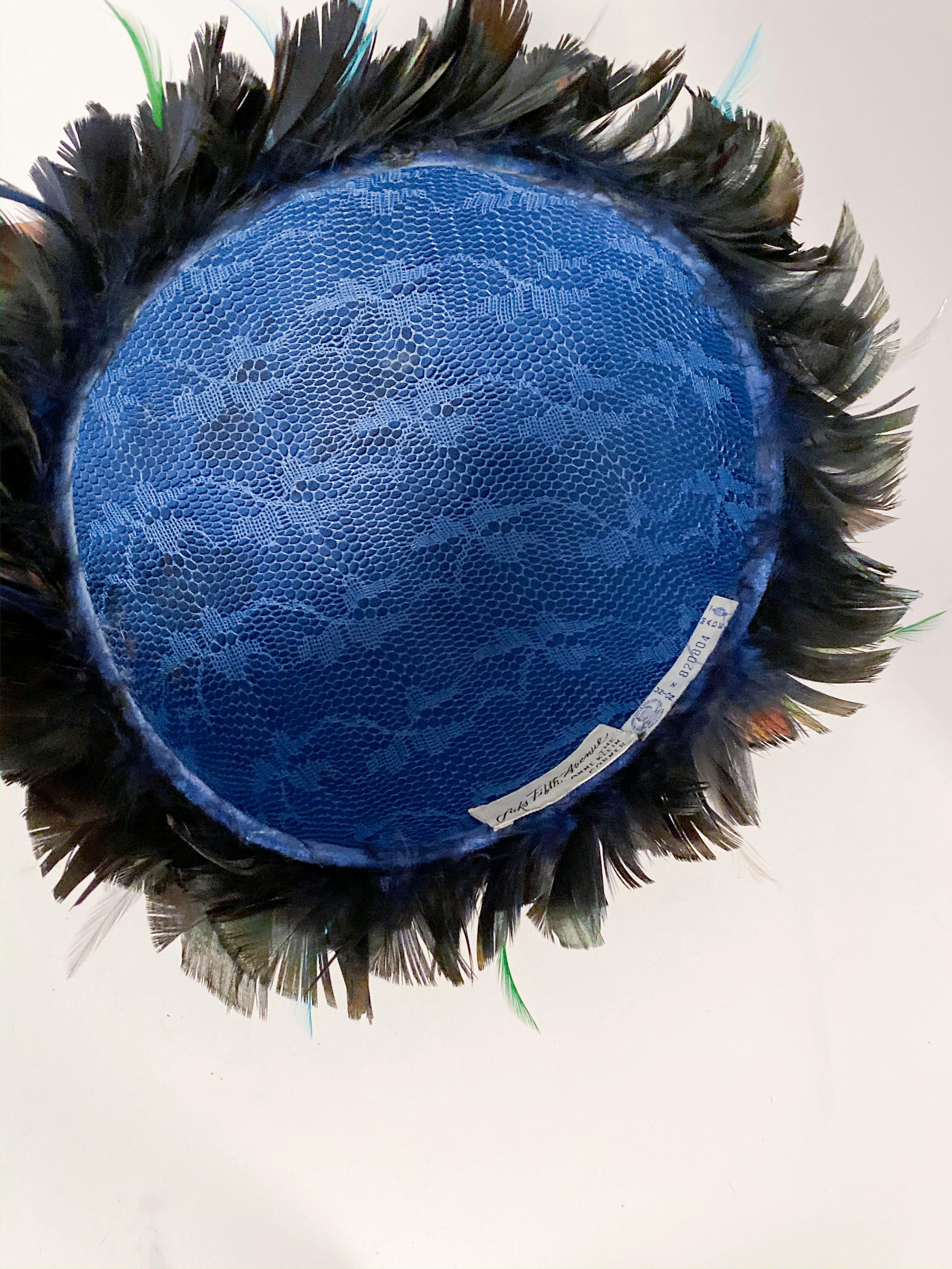1960s Iridescent Black Feathered Hat 2
