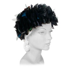 1960s Iridescent Black Feathered Hat