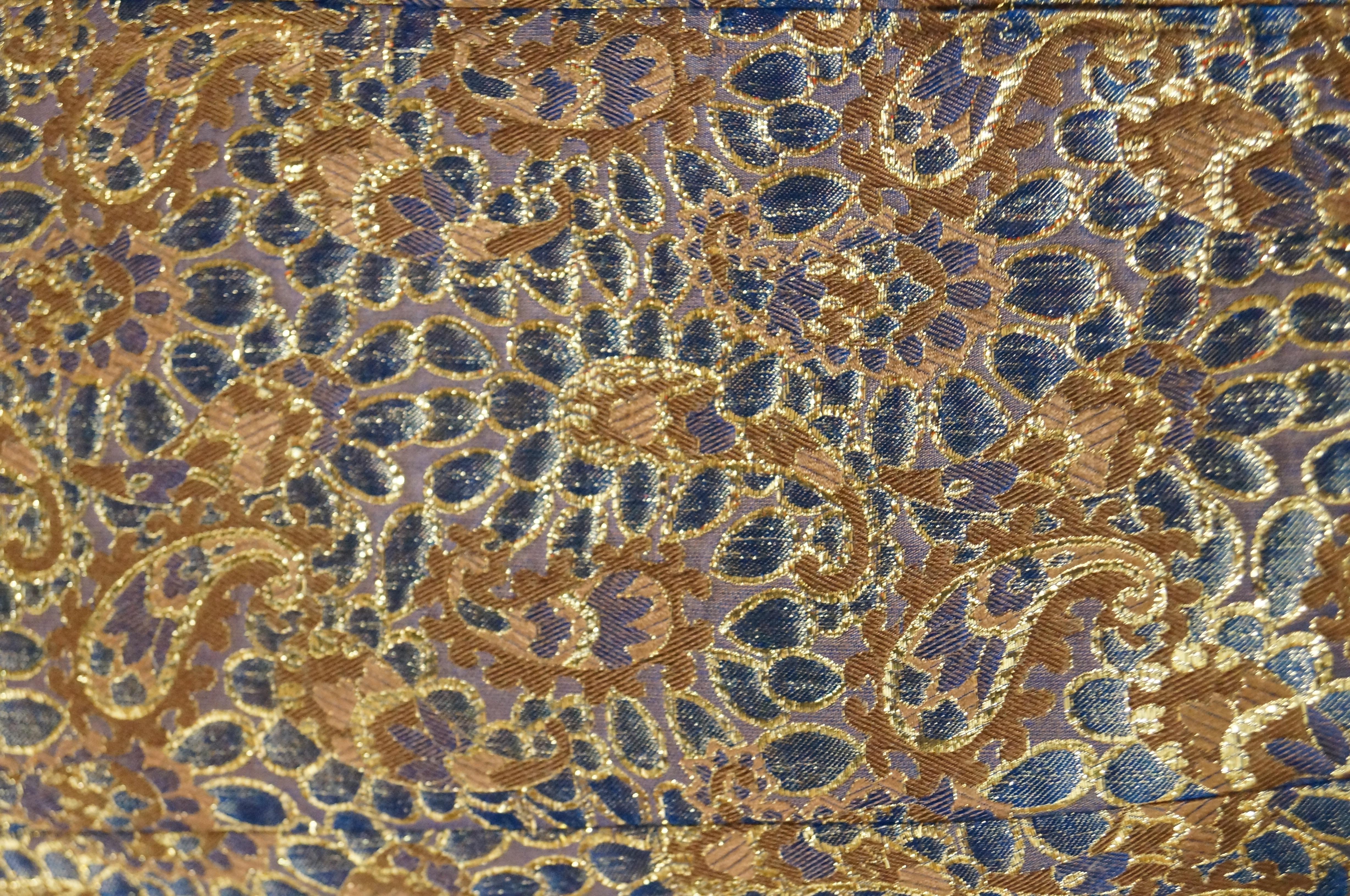 1960s Iridescent Blue and Brown Floral Brocade Mod Dress For Sale 2