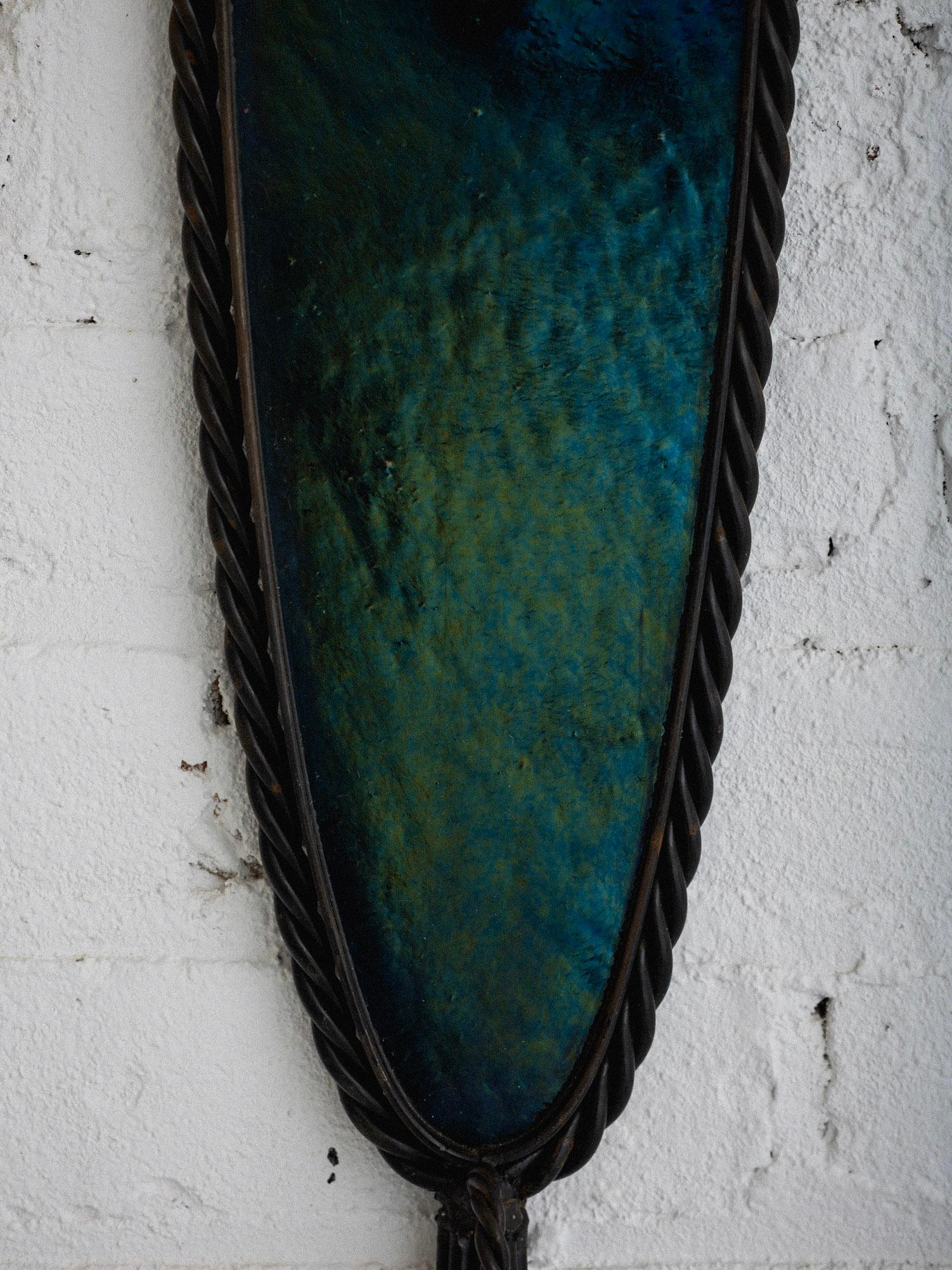 1960s Iridescent Glass and Twisted Iron Candle Sconce For Sale 2