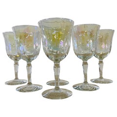 1960s Iridescent Glass Wine Stems, Set of 6