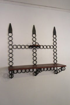 1960s Iron 2-Tier Circular Shelf