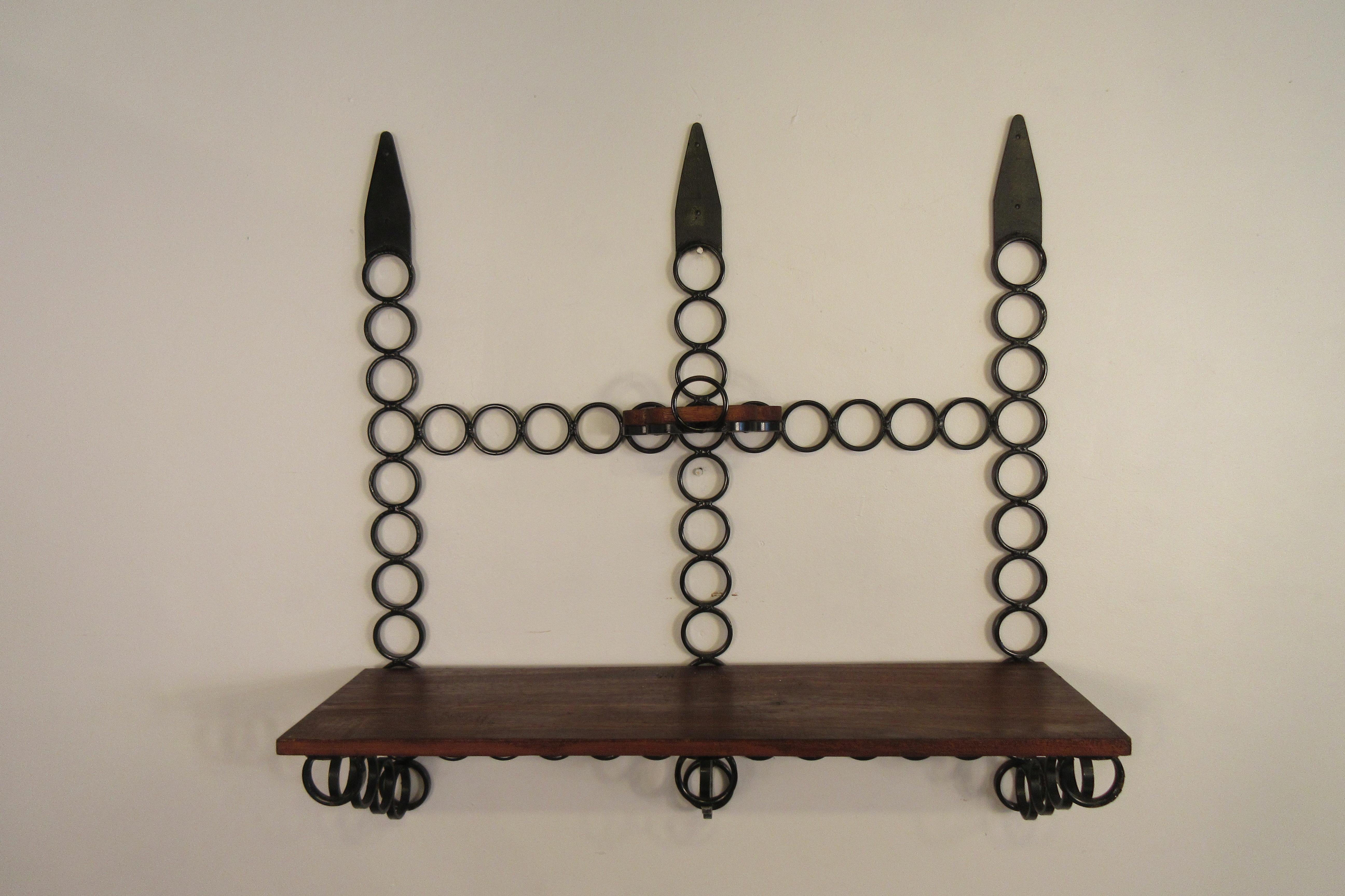 1960s Iron 2-Tier Circular Shelf In Good Condition For Sale In Tarrytown, NY