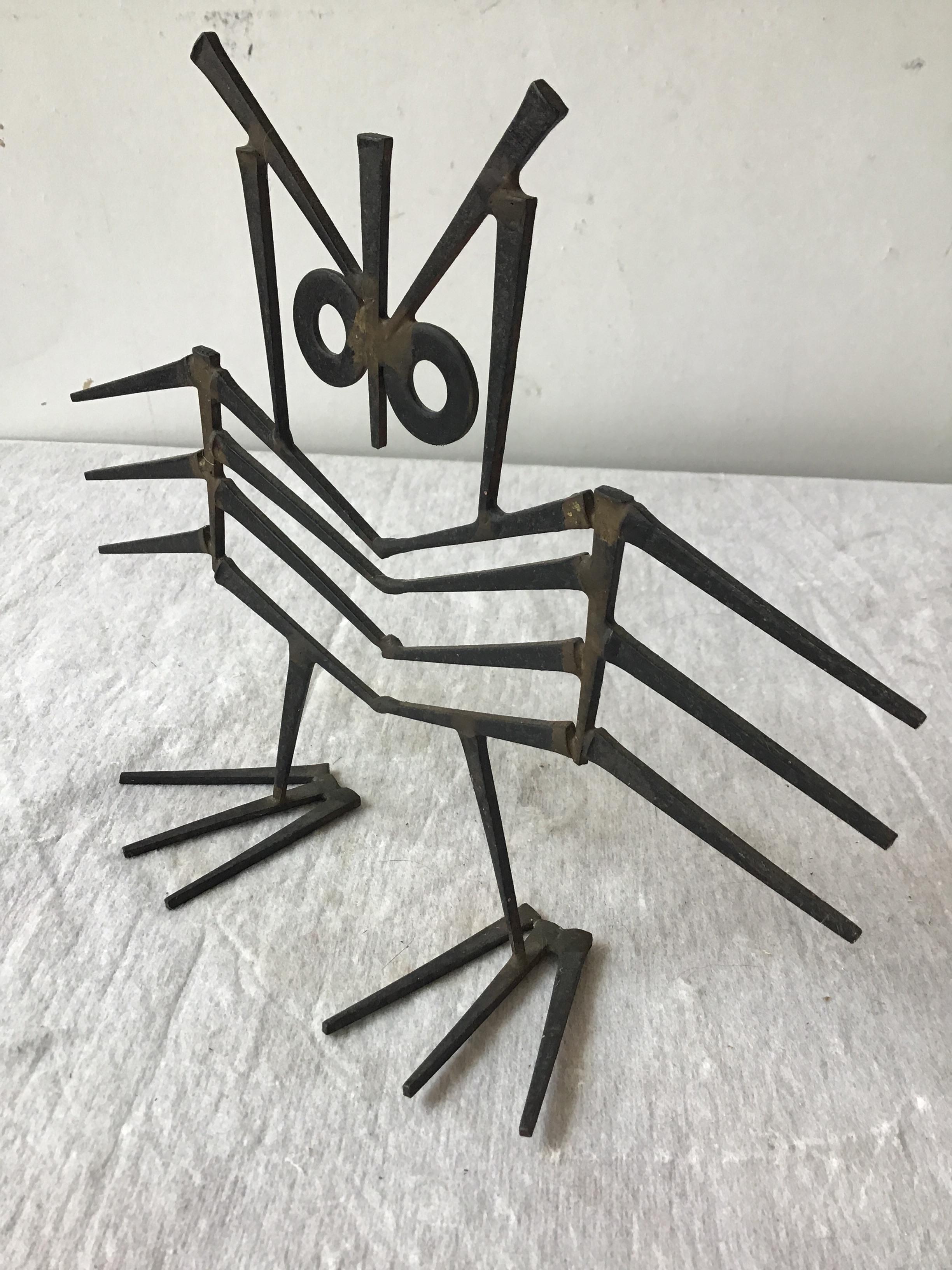 1960s Iron Abstract Owl Sculpture In Good Condition In Tarrytown, NY