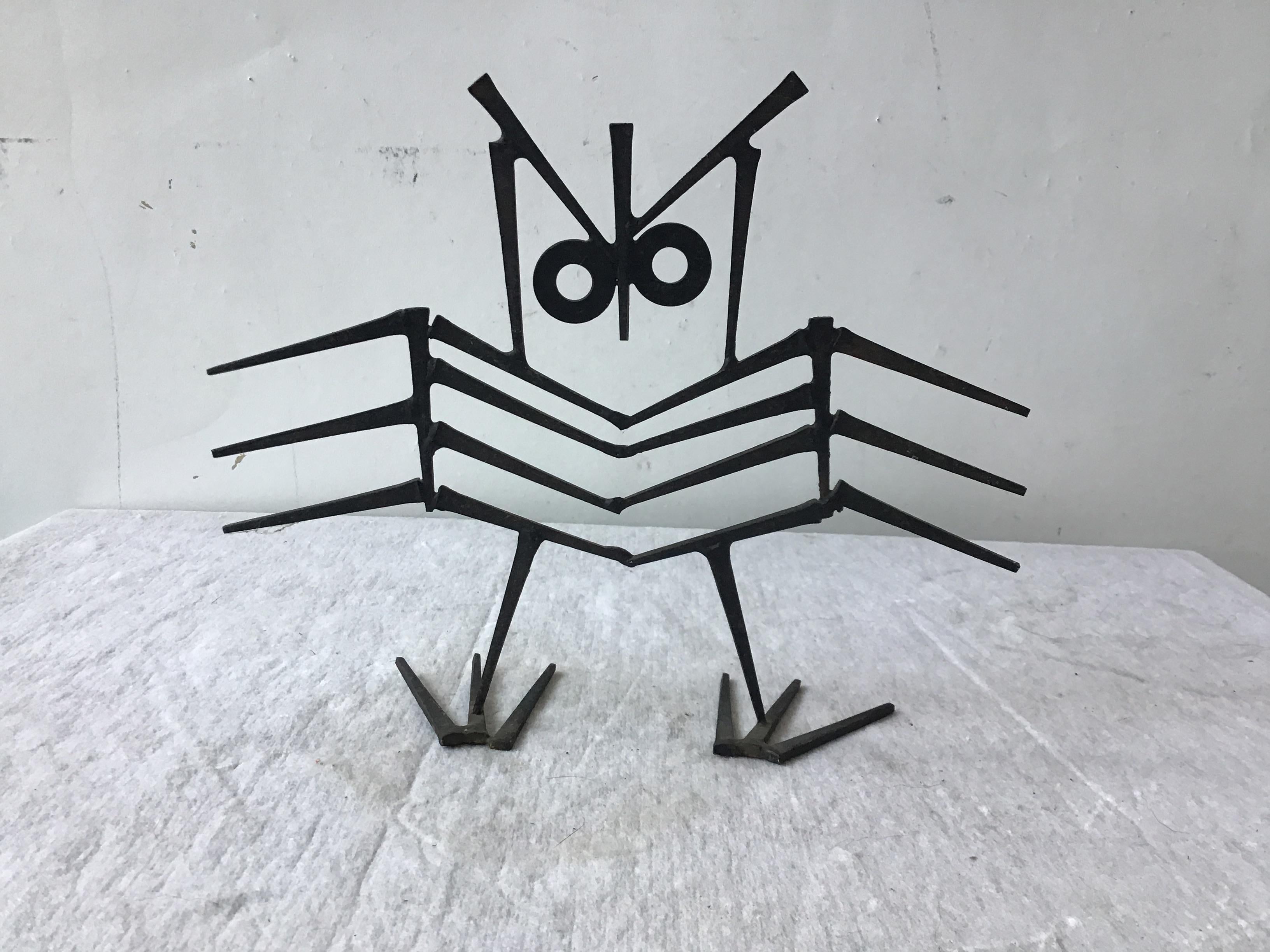 1960s Iron Abstract Owl Sculpture 1