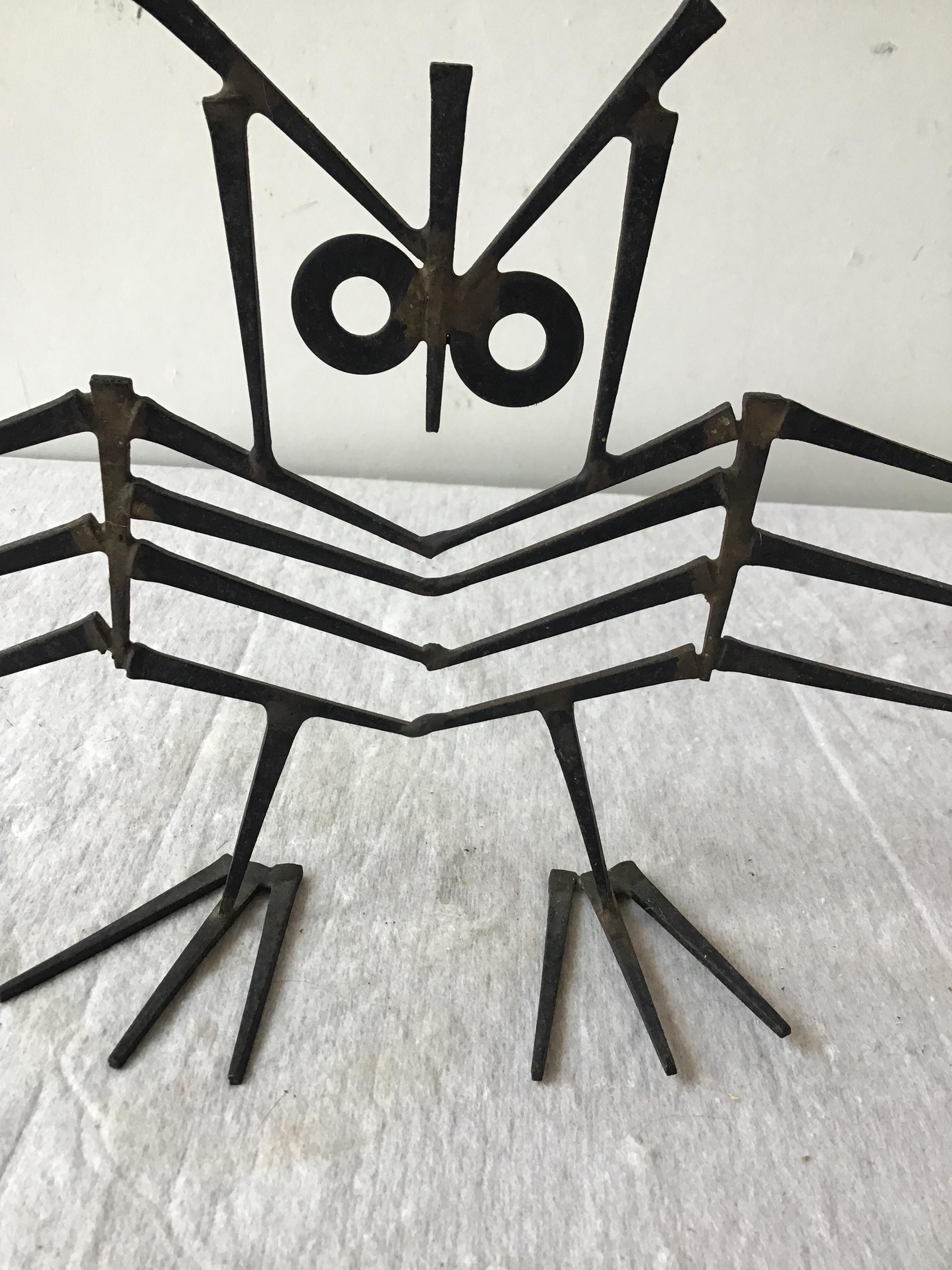 1960s Iron Abstract Owl Sculpture 3