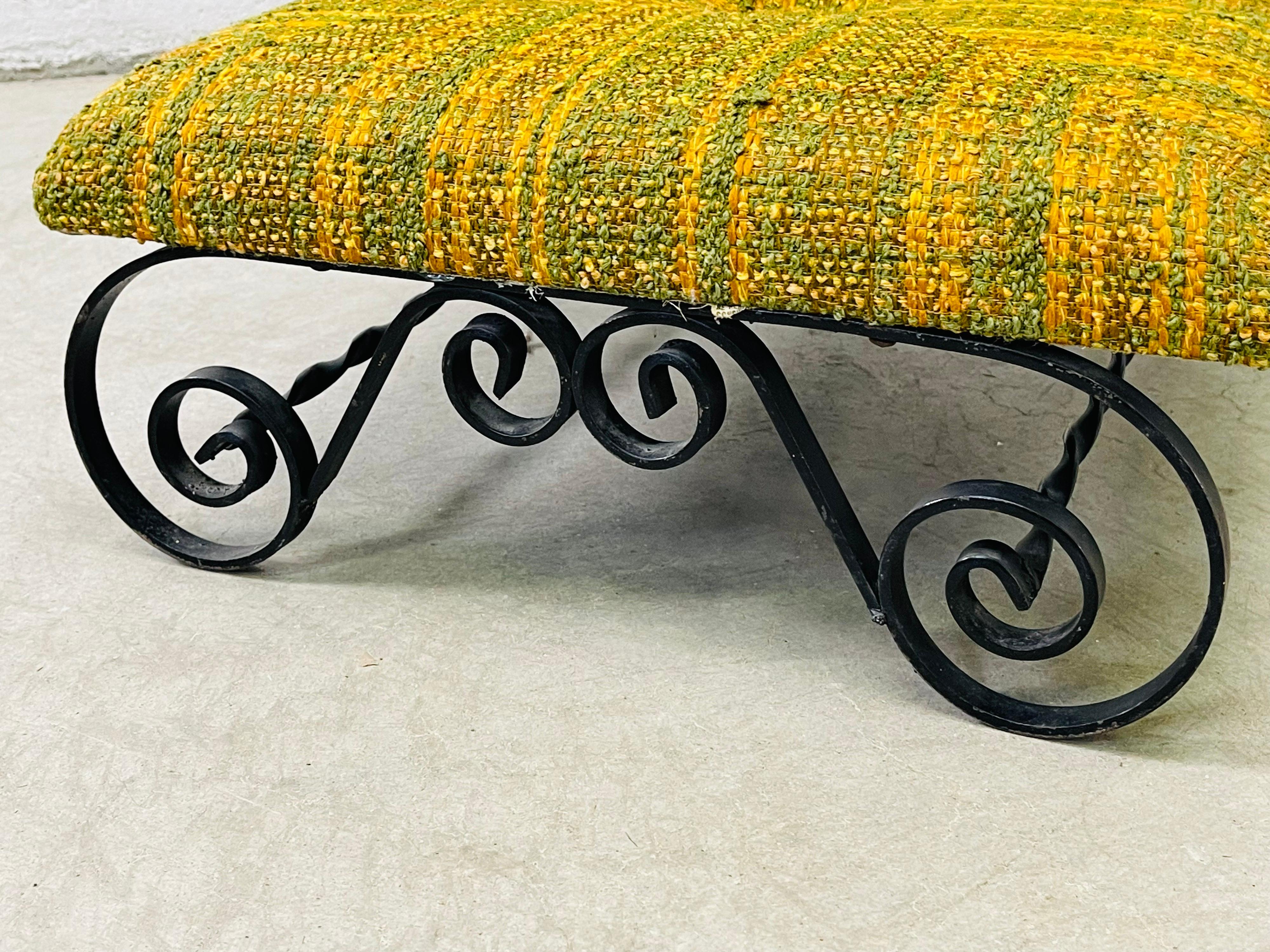 1960s Iron and Fabric Low Footstool In Good Condition In Amherst, NH