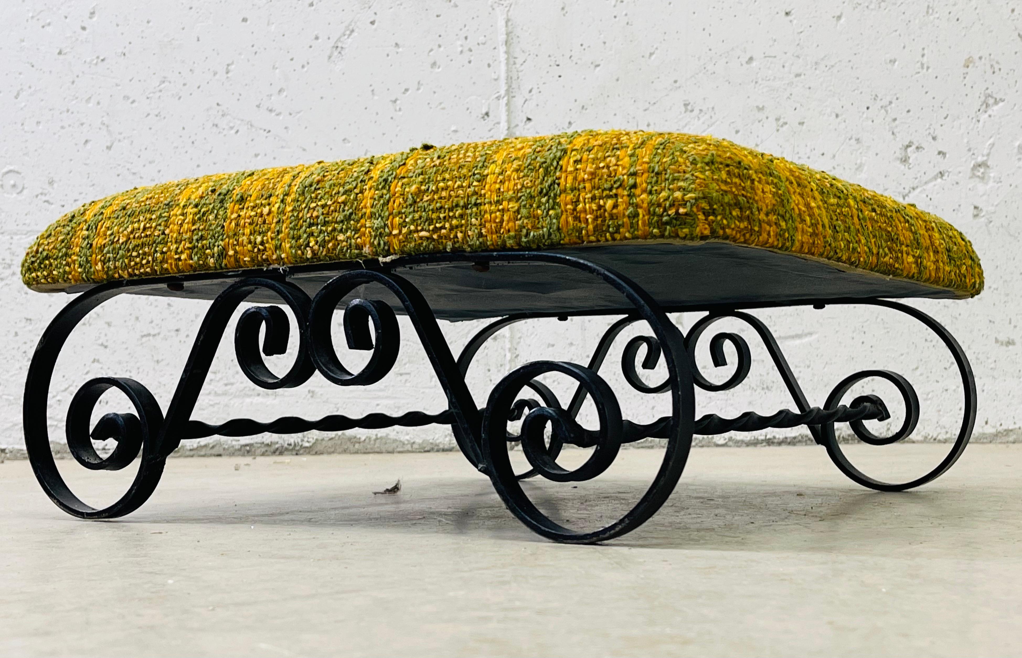 20th Century 1960s Iron and Fabric Low Footstool