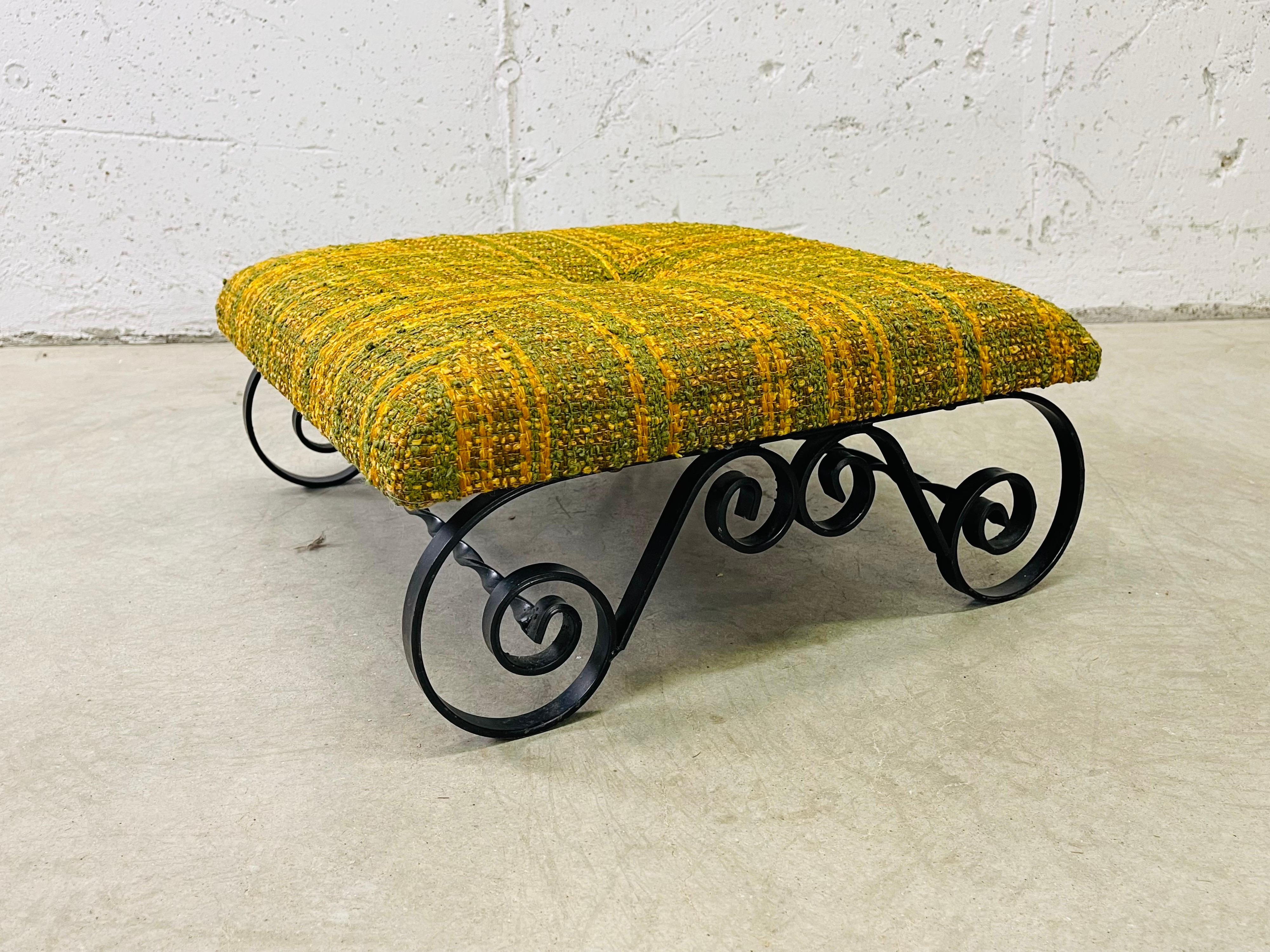 1960s Iron and Fabric Low Footstool 2