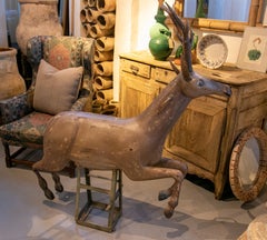 1960s Iron and Metal Hand Painted Deer of a Carousel