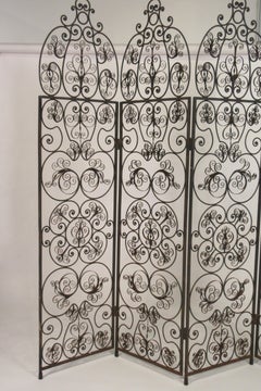 1960s Iron Scrolled Folding Screen