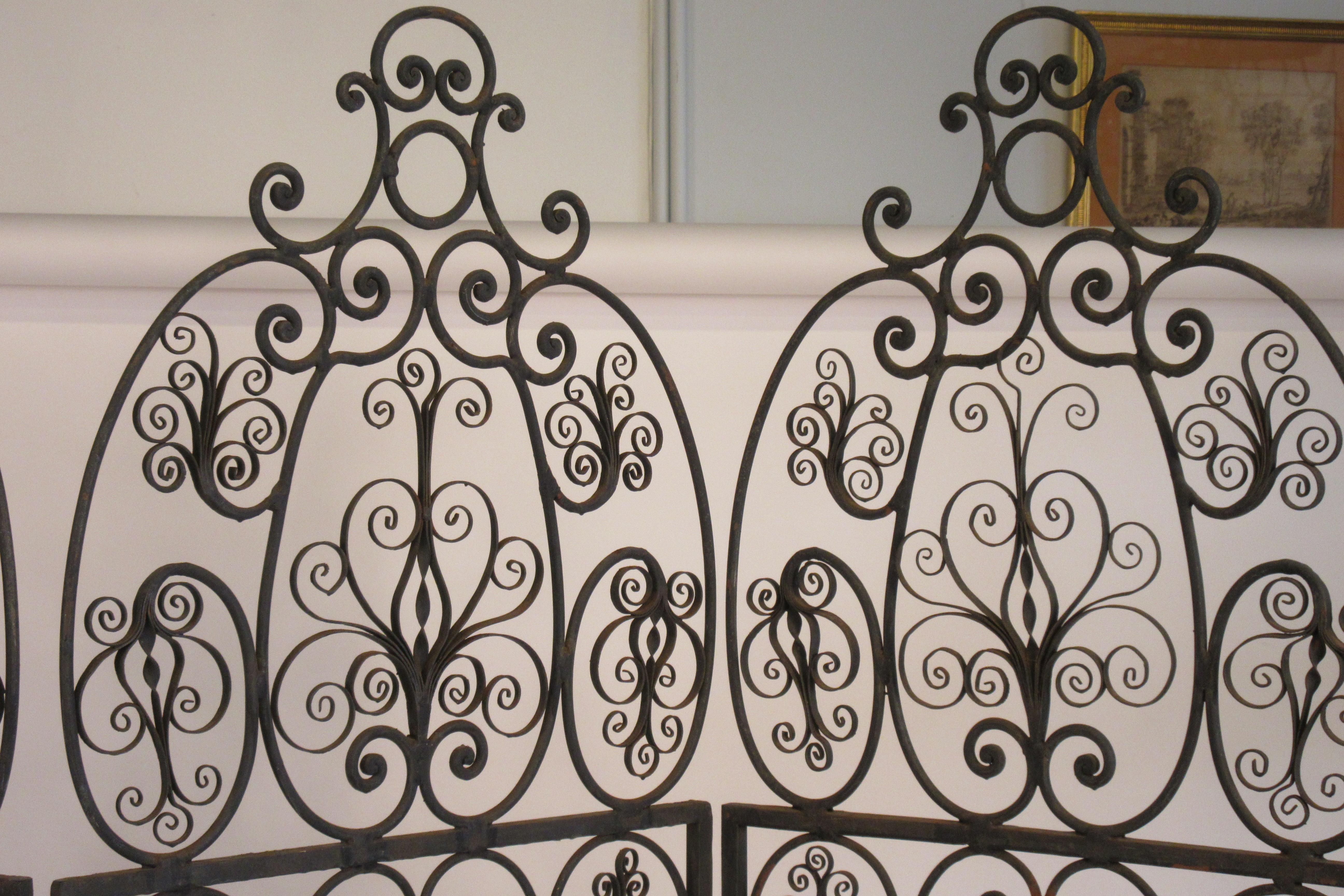 Mid-20th Century 1960s Iron Scrolled Folding Screen For Sale