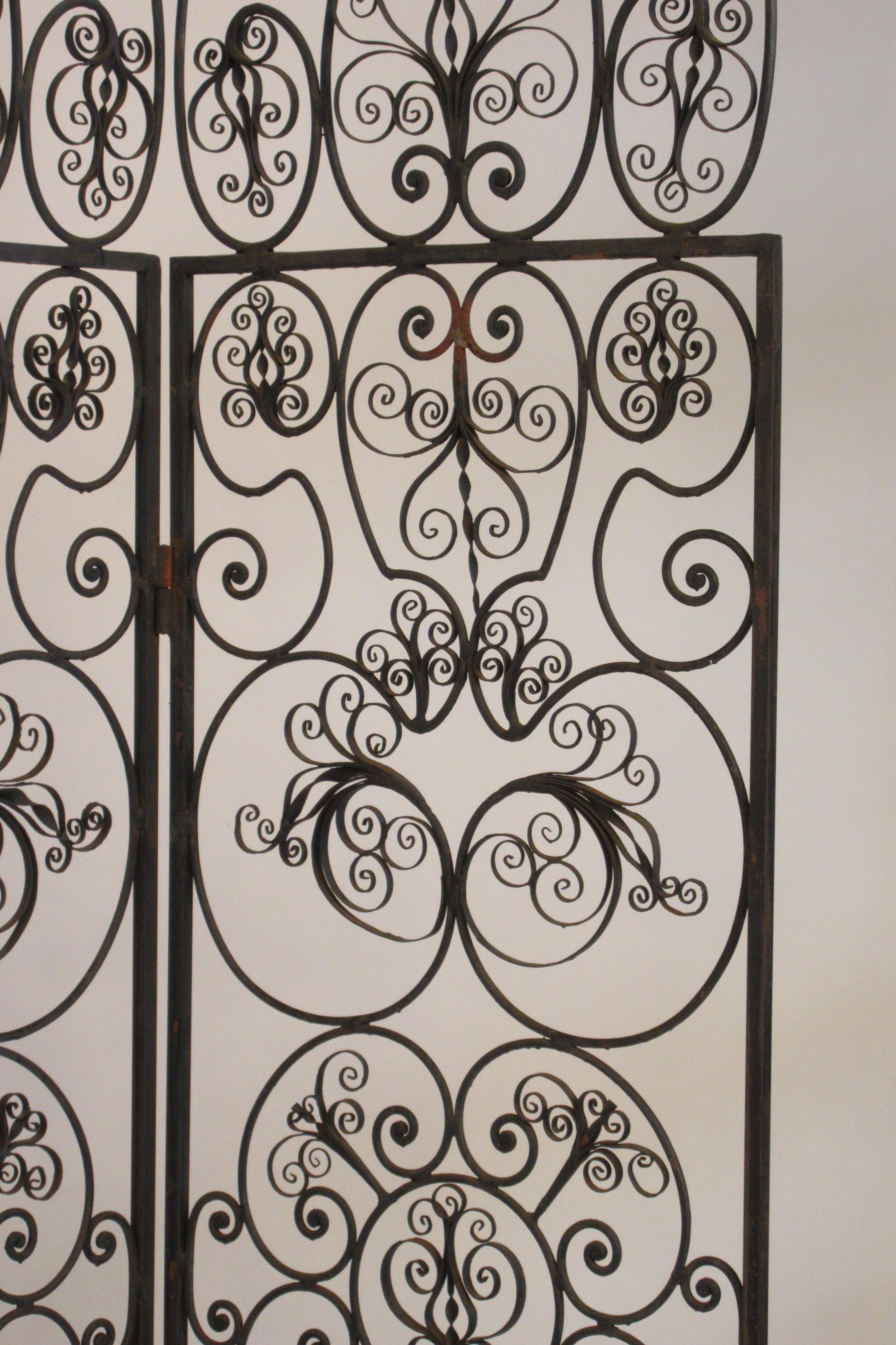 1960s Iron Scrolled Folding Screen For Sale 1