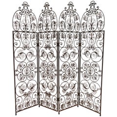 1960s Iron Scrolled Folding Screen