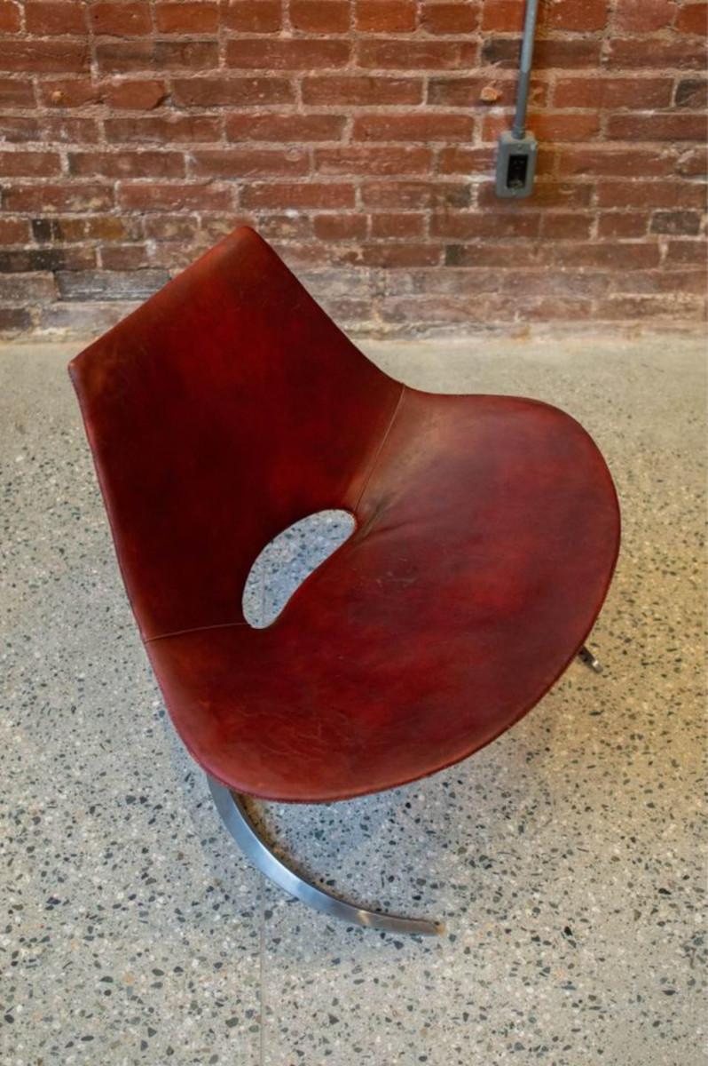Leather 1960s IS-63 Scimitar Chair designed by Preben Fabricius 