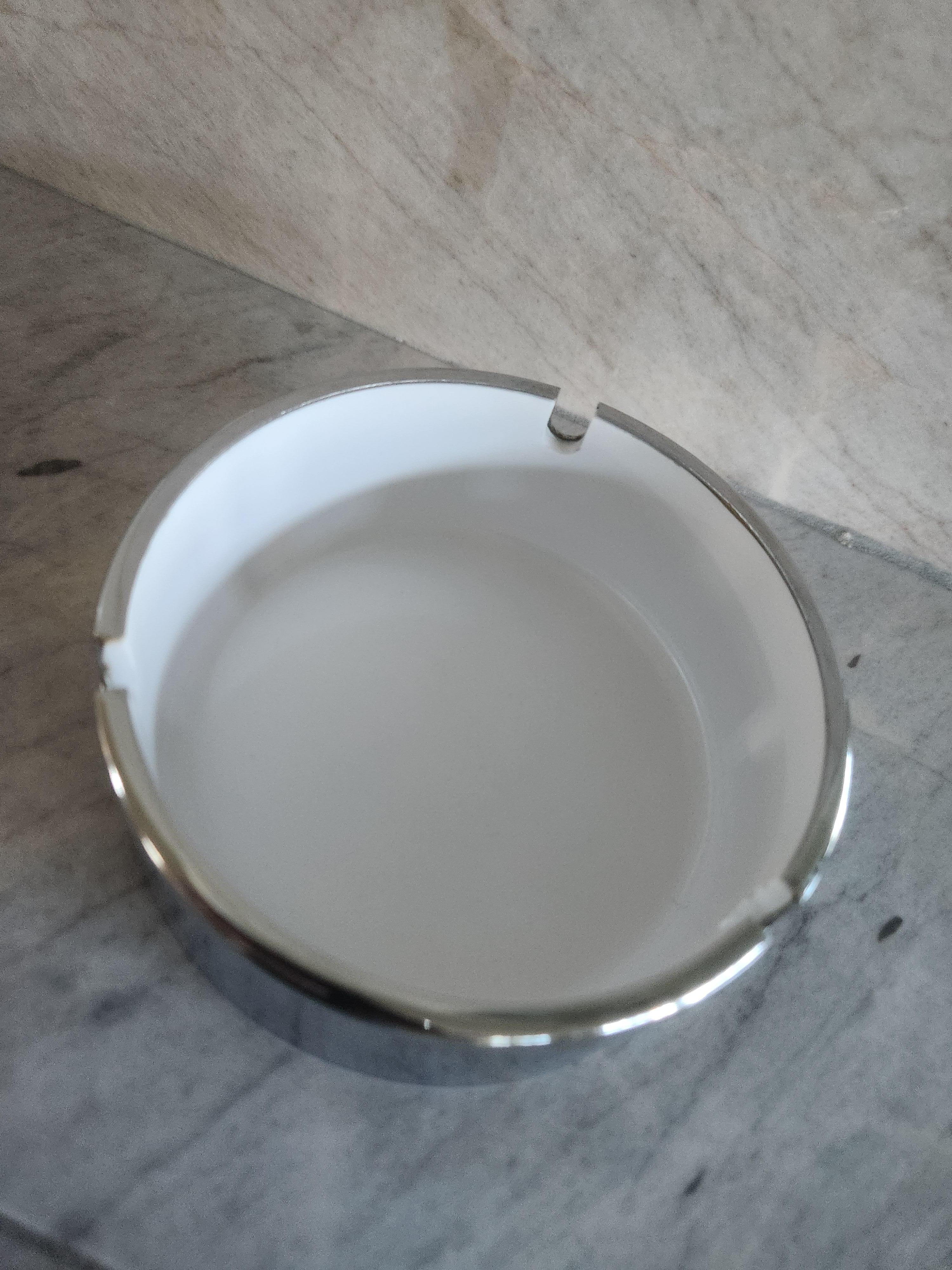 1960s Isamu Kenmochi Mod Ashtray Silver White Catch All For Sale 8