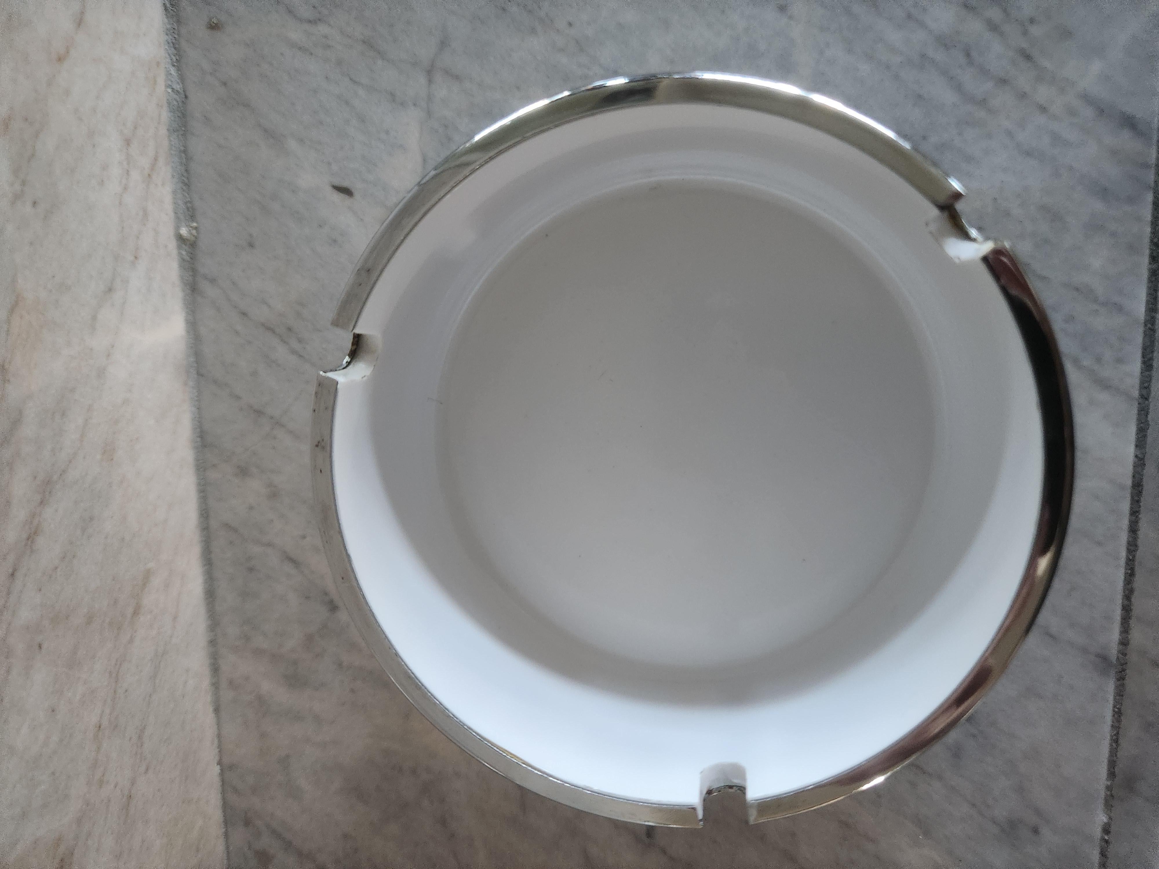 1960s Isamu Kenmochi Mod Ashtray Silver White Catch All For Sale 4