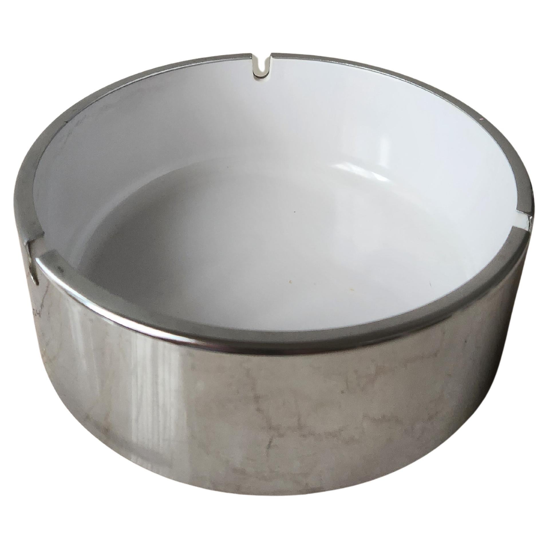 1960s Isamu Kenmochi Mod Ashtray Large Catch All Silver & White
