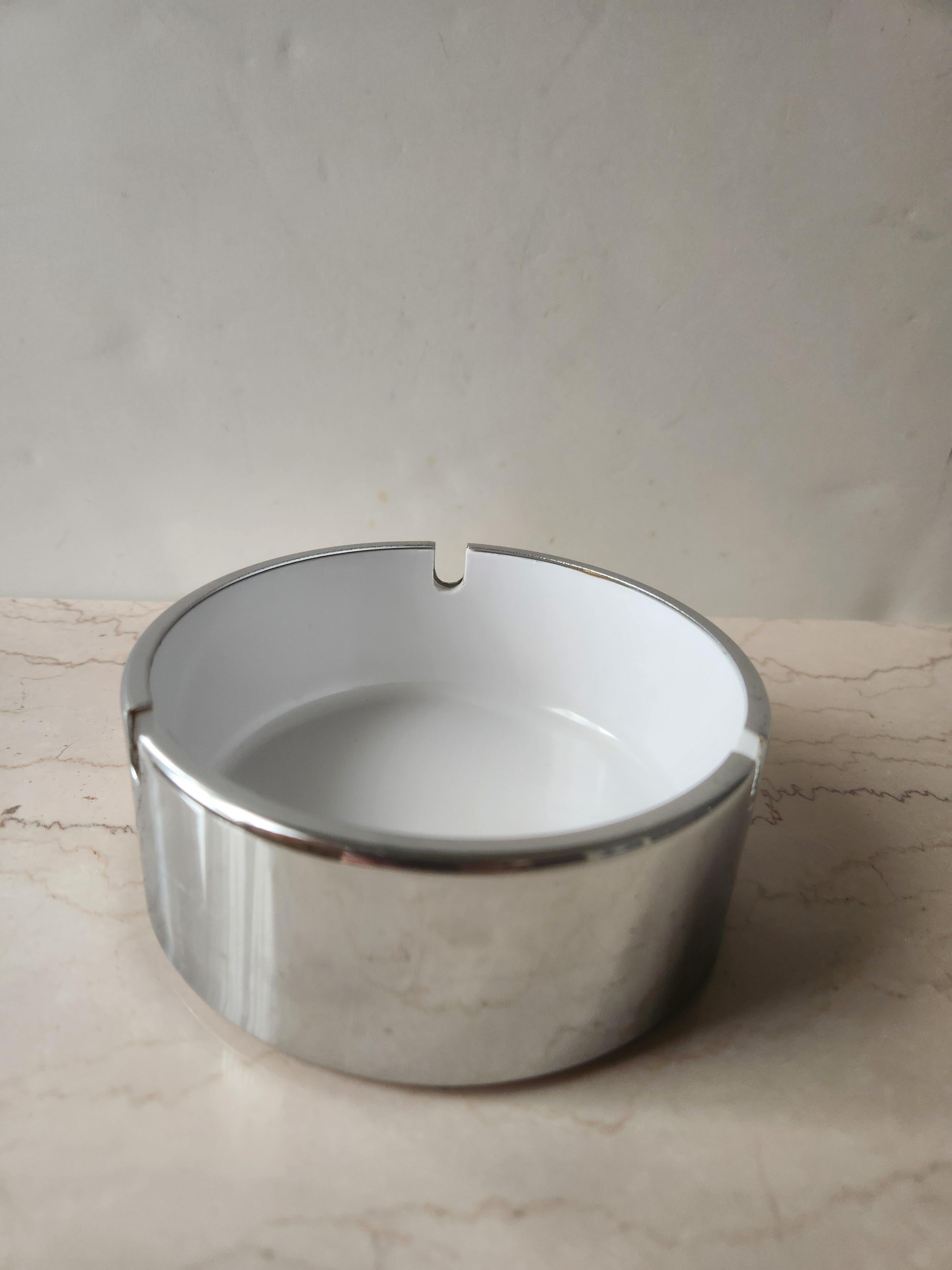 Chrome 1960s Isamu Kenmochi Mod Ashtray Silver White Catch All For Sale