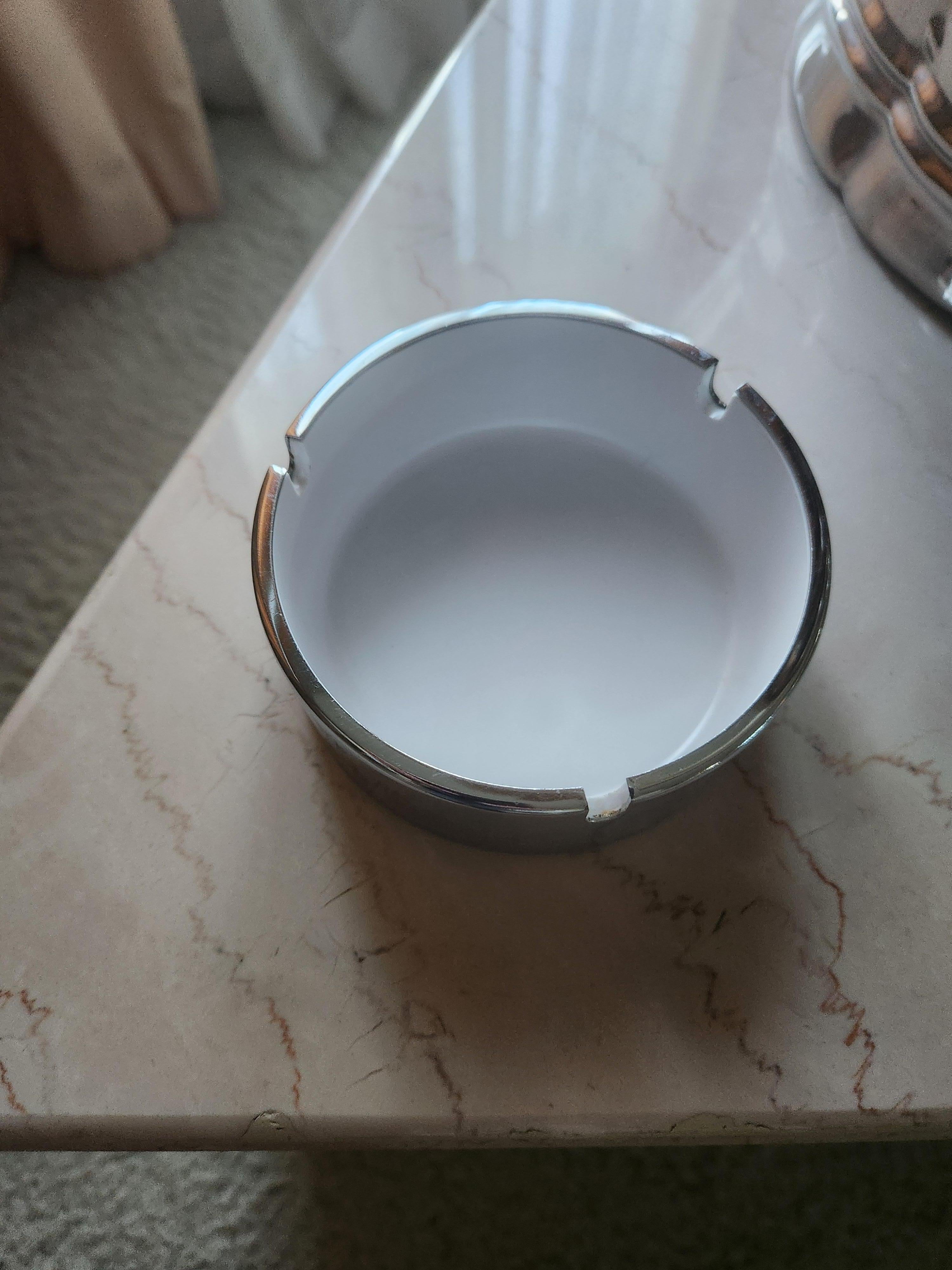 1960s Isamu Kenmochi Mod Ashtray Silver White Catch All For Sale 5